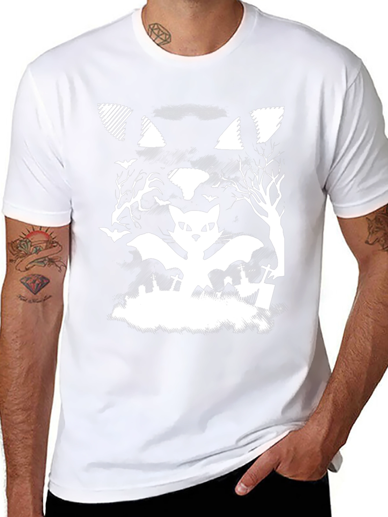 Halloween Cat Bat T-Shirt