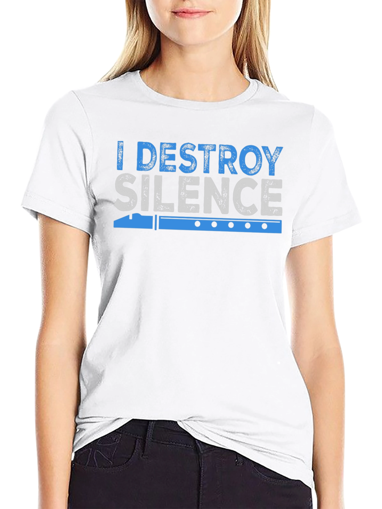 I Destroy Silence Flute Player T-Shirt
