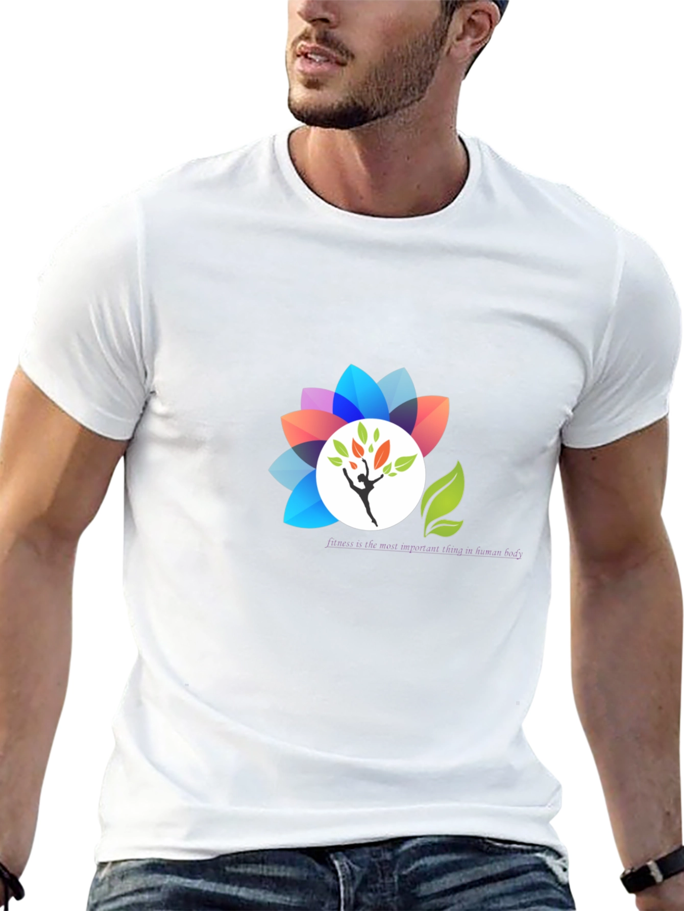 Black T-Shirt with Floral Design