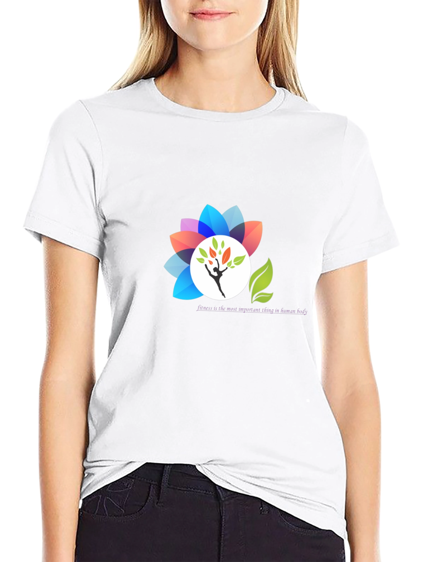 Black T-Shirt with Floral Design
