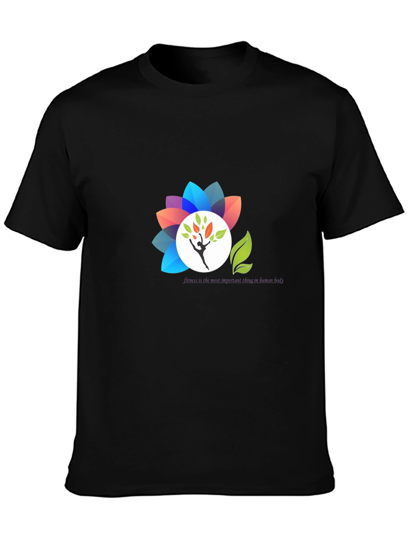 Black T-Shirt with Floral Design
