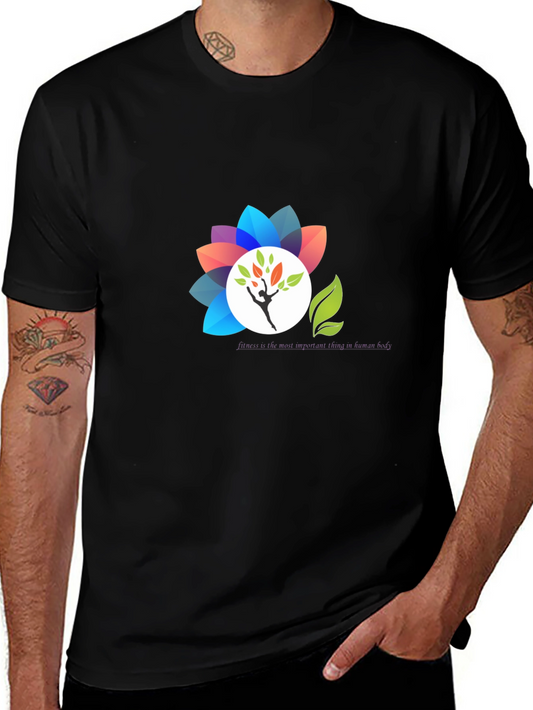Black T-Shirt with Floral Design