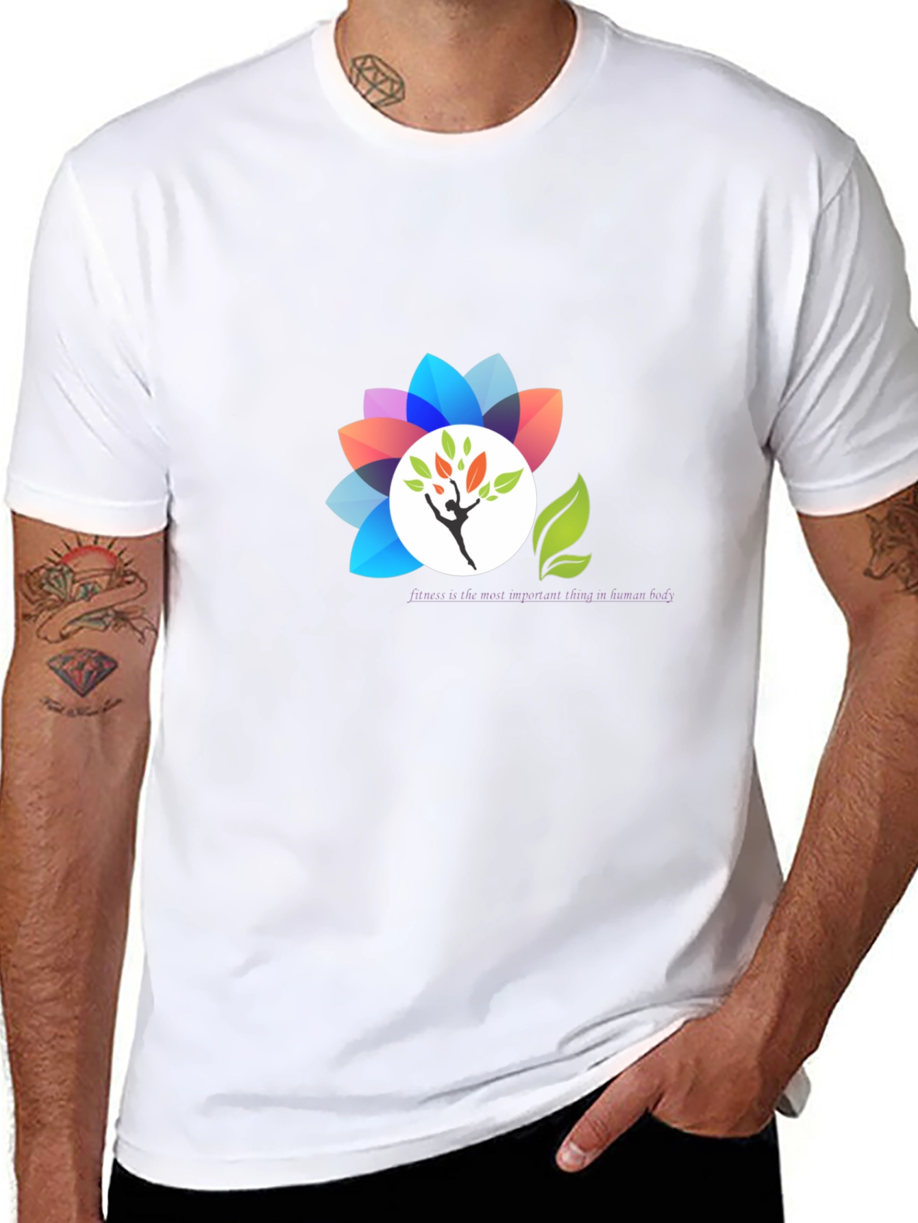 Black T-Shirt with Floral Design