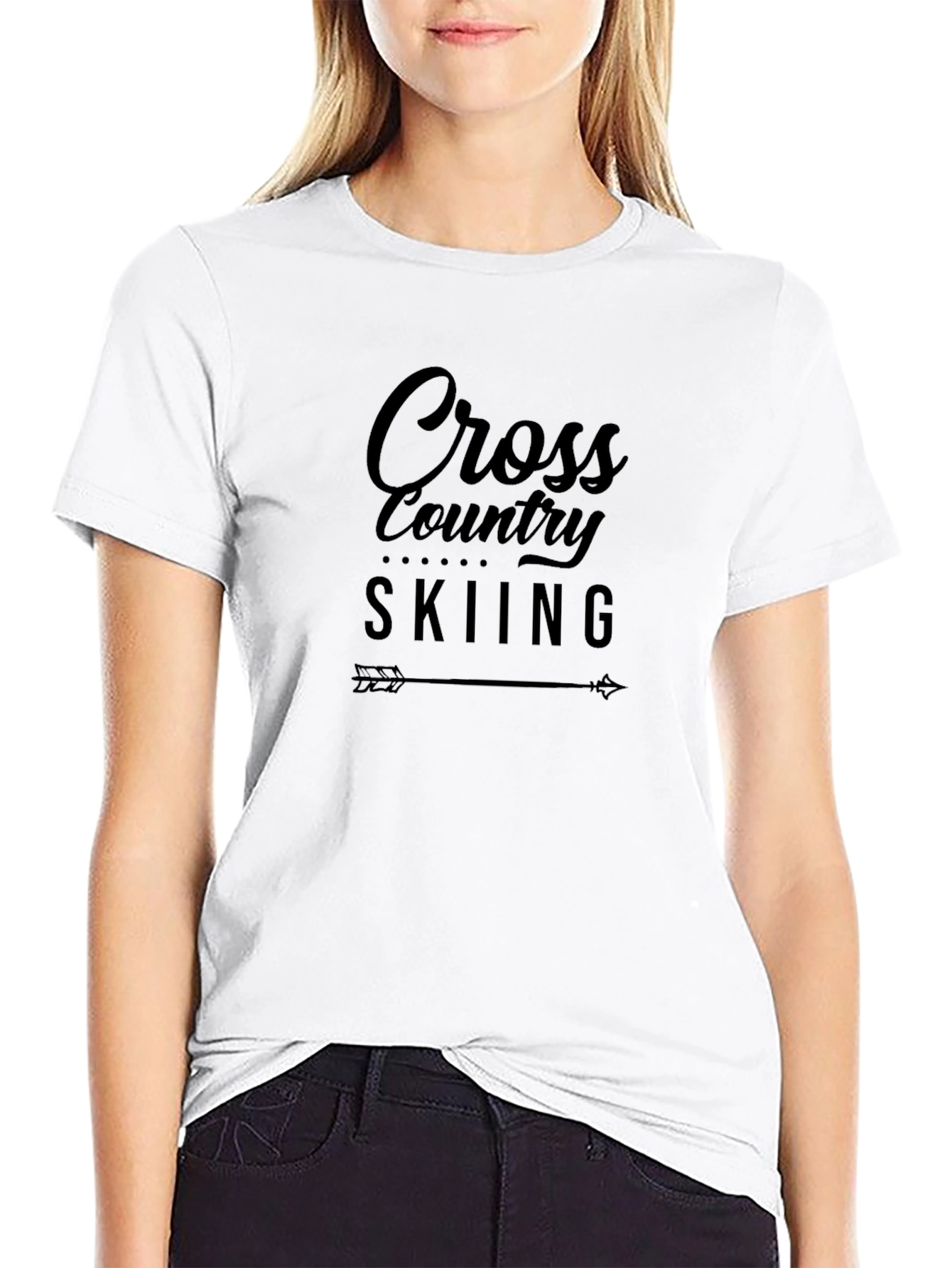 Cross Country Skiing Black Graphic T-Shirt
