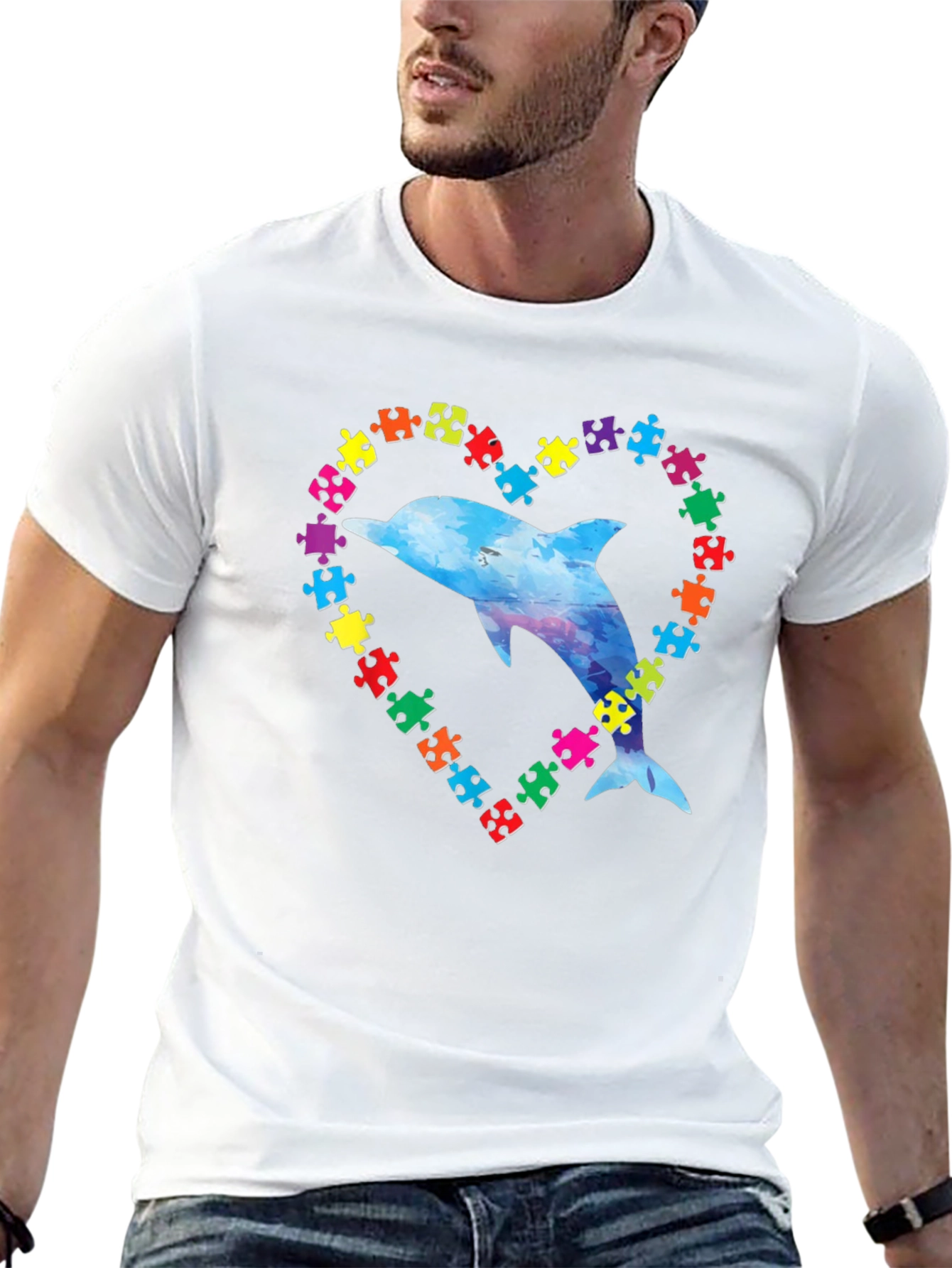 Autism Awareness Dolphin Heart T-Shirt