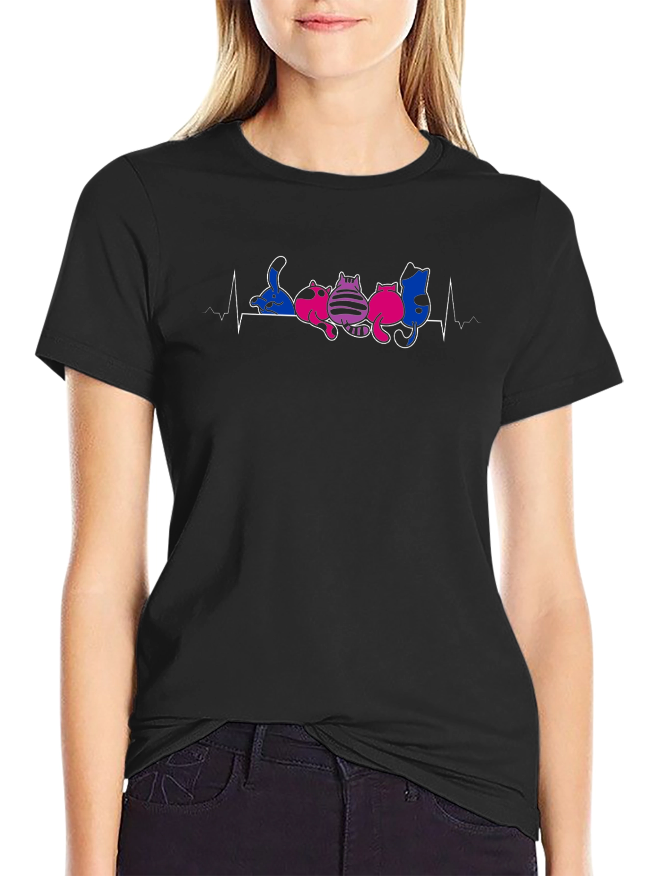 Bi Pride Cat Heartbeat T-Shirt