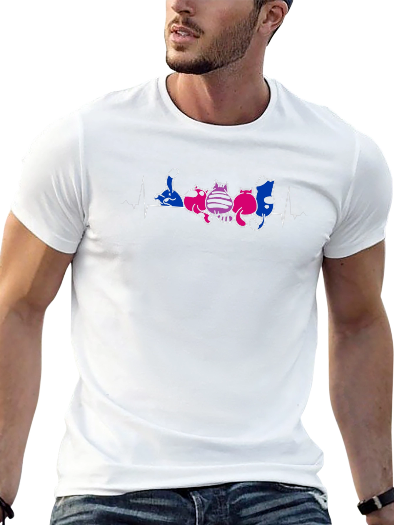 Bi Pride Cat Heartbeat T-Shirt