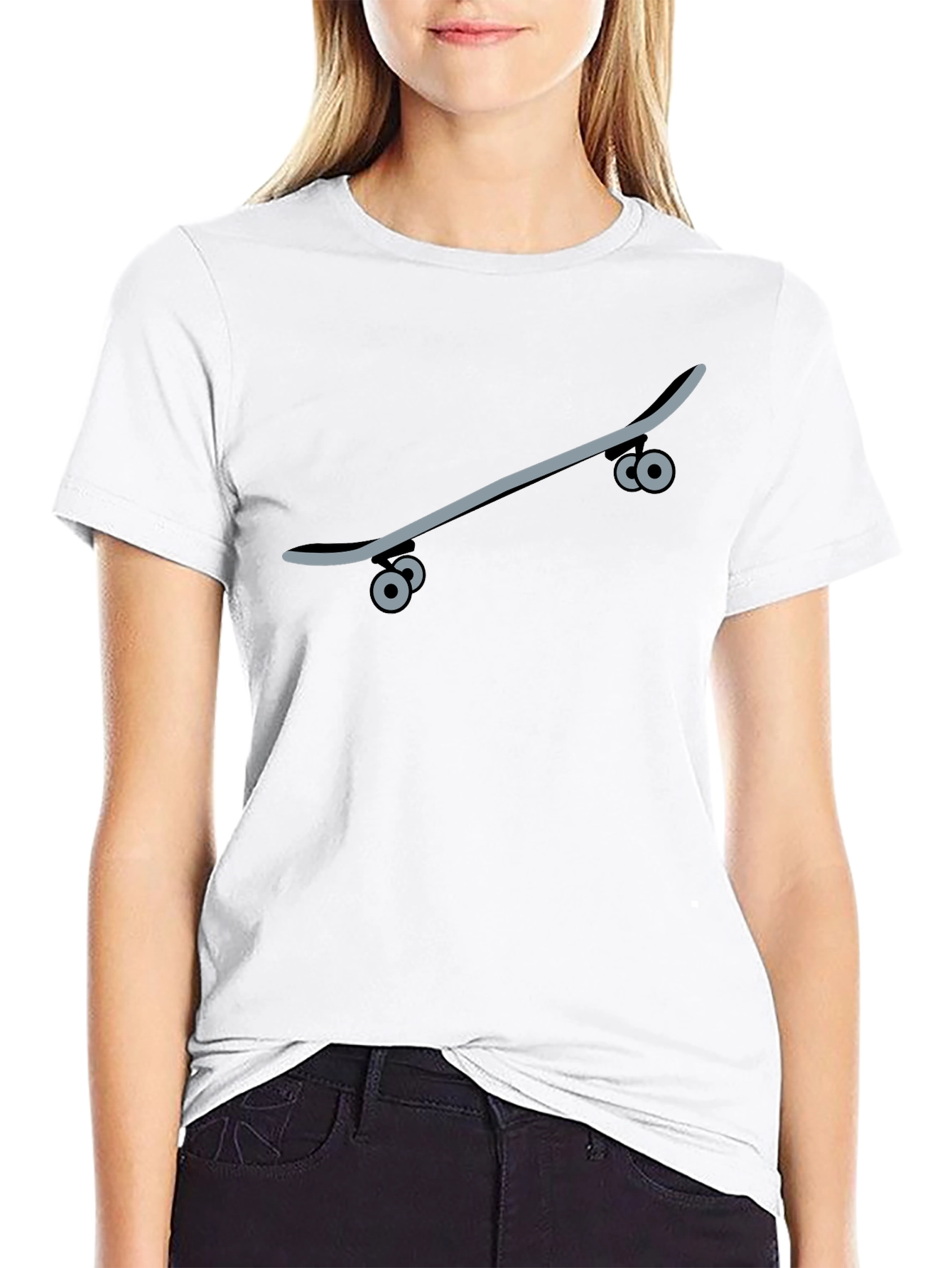 Skateboard Graphic Tee - Black Casual T-Shirt