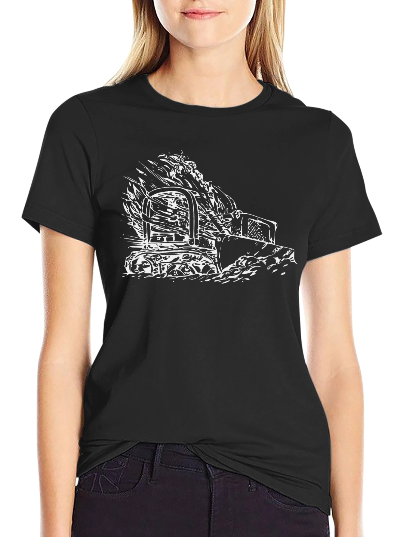 Bulldozer Graphic Tee - Black Cotton