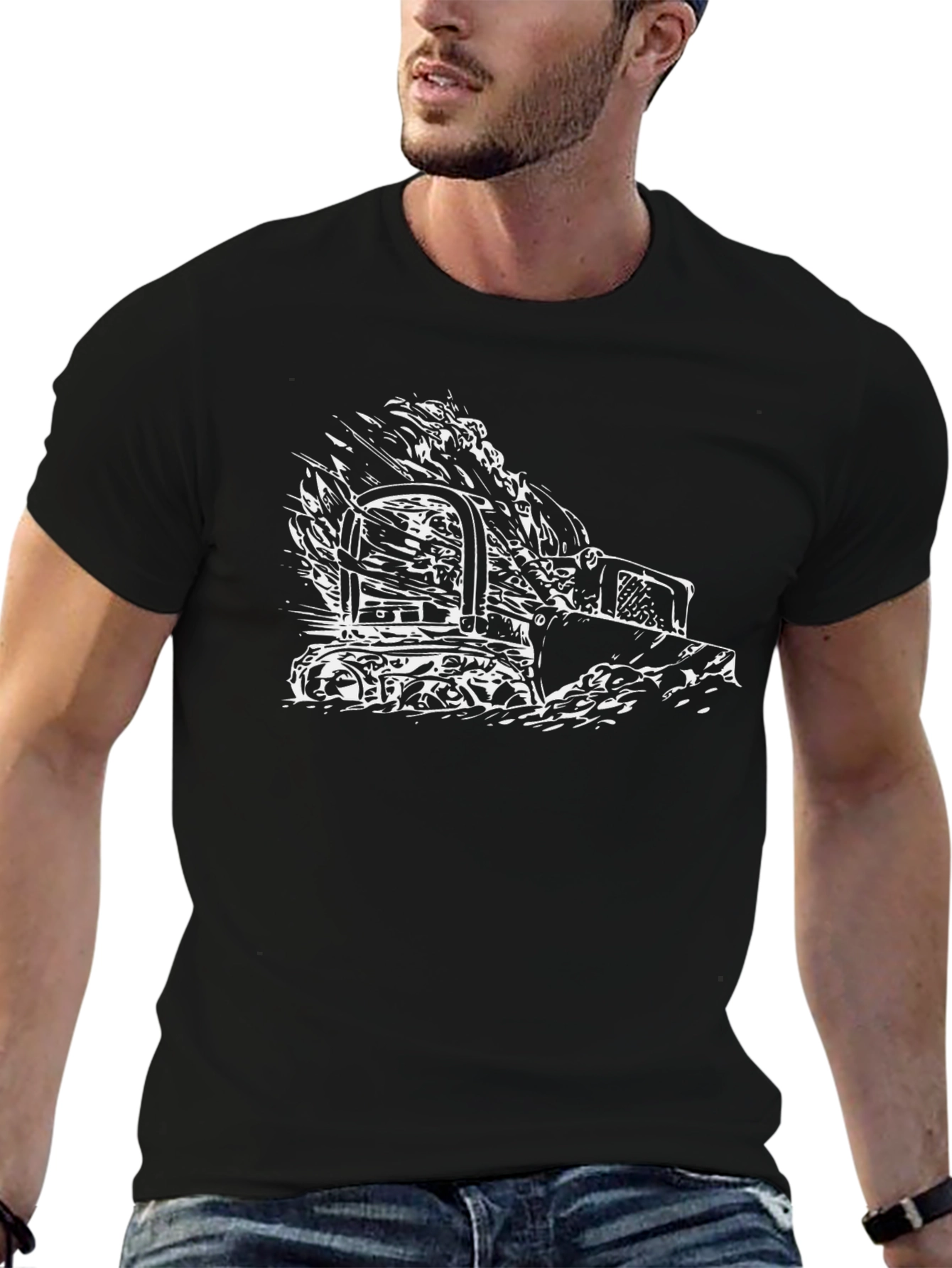 Bulldozer Graphic Tee - Black Cotton