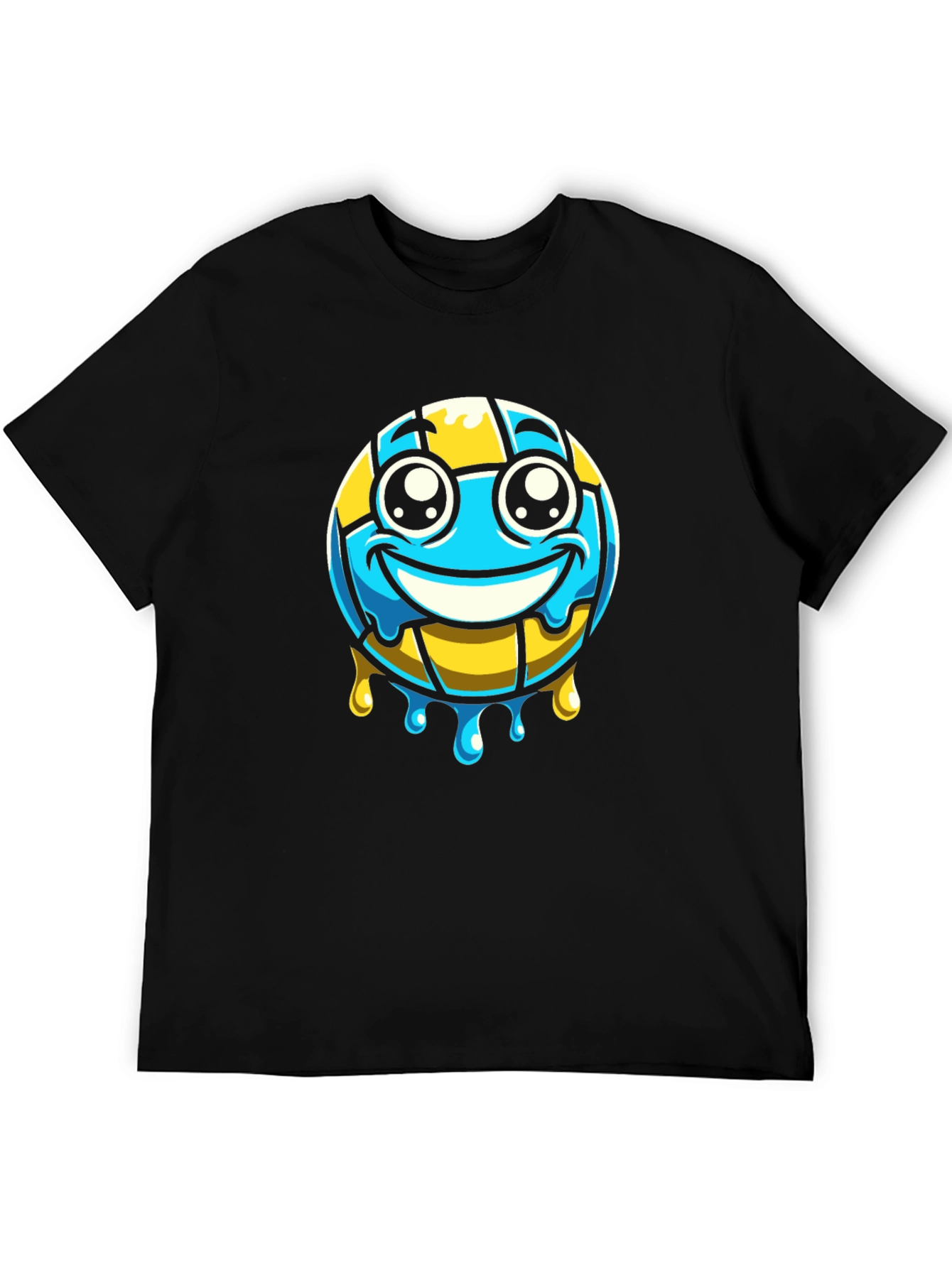 Volleyball Smiley Face Graphic T-Shirt - Black