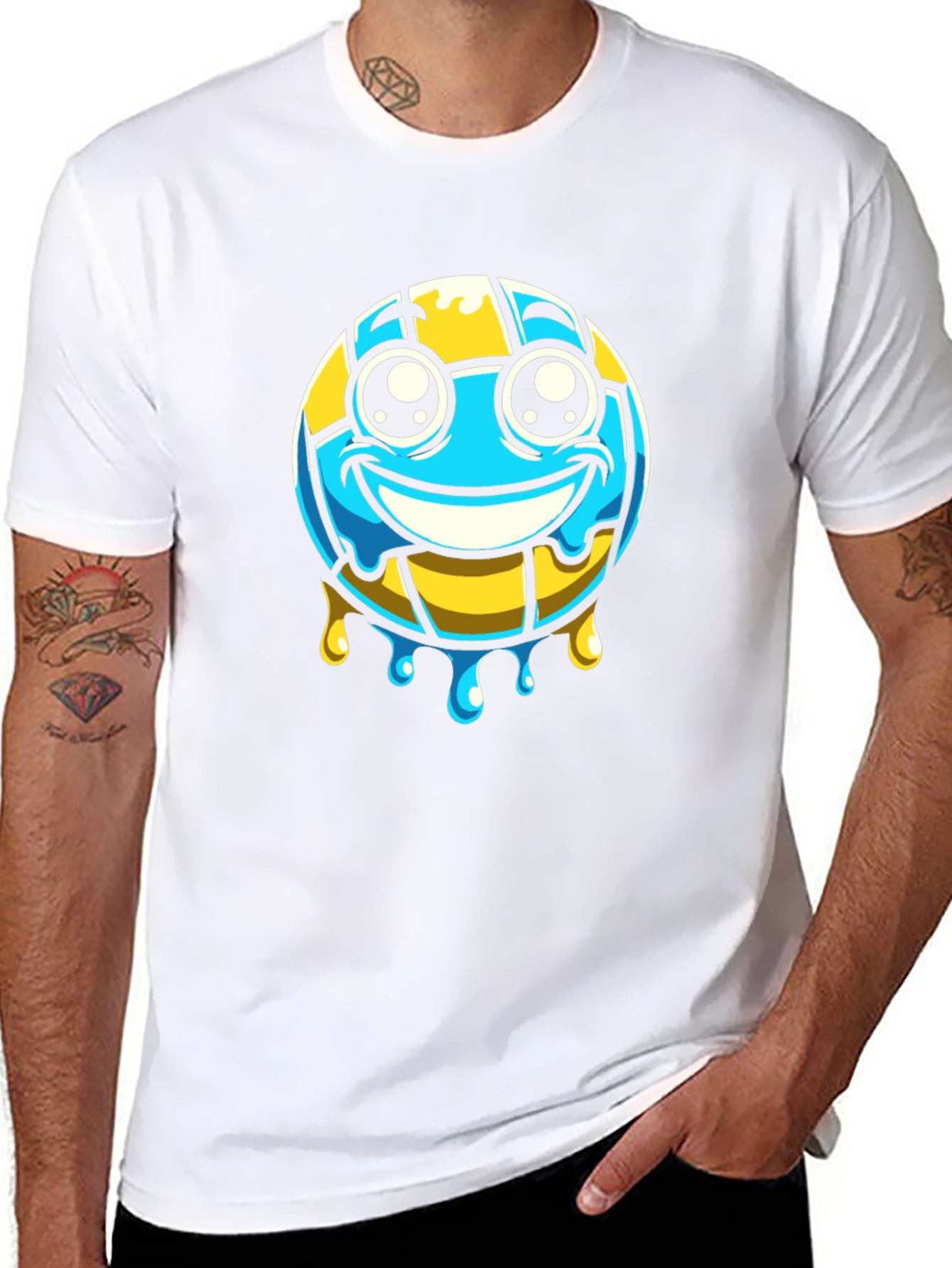 Volleyball Smiley Face Graphic T-Shirt - Black