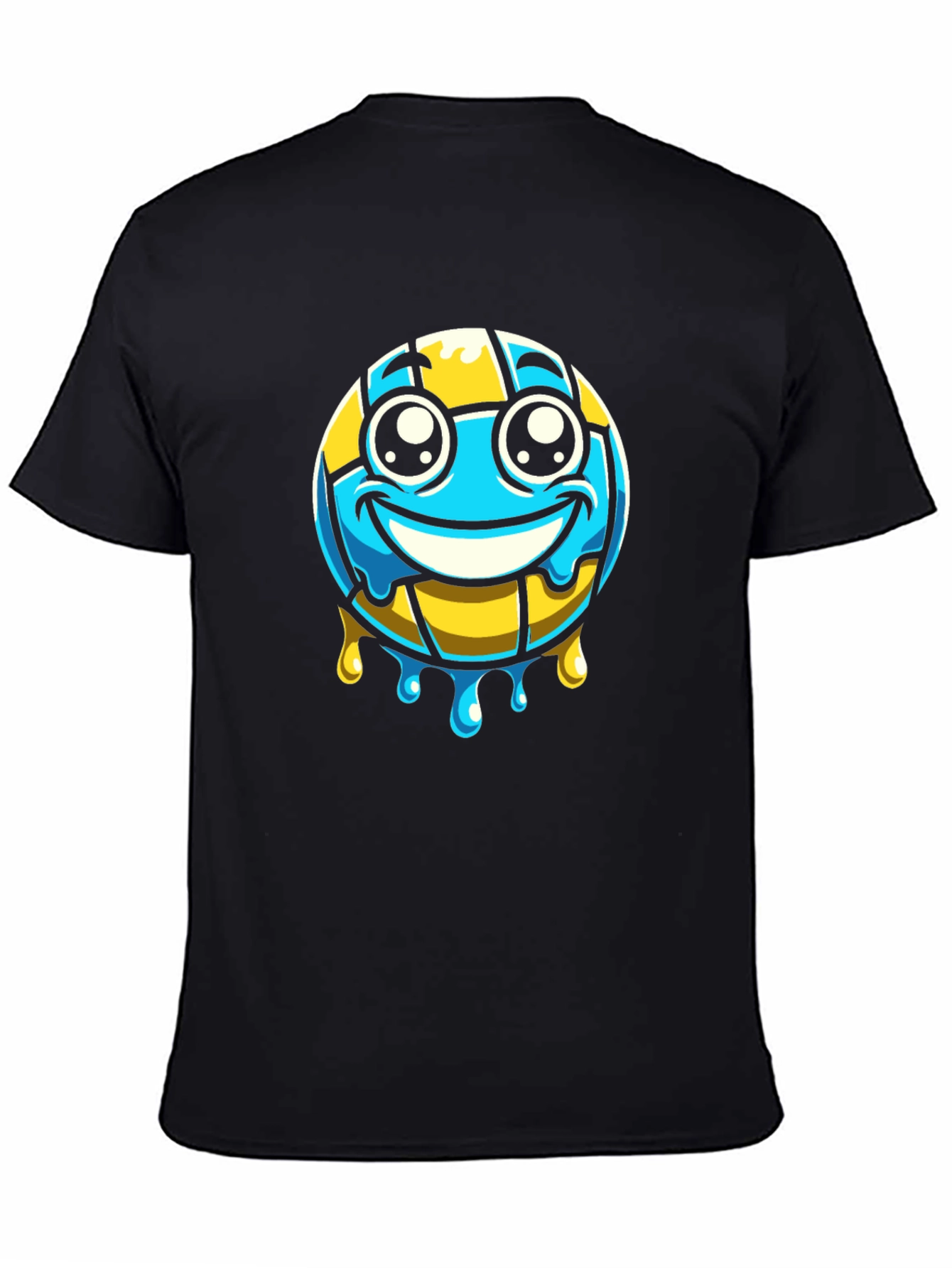 Volleyball Smiley Face Graphic T-Shirt - Black