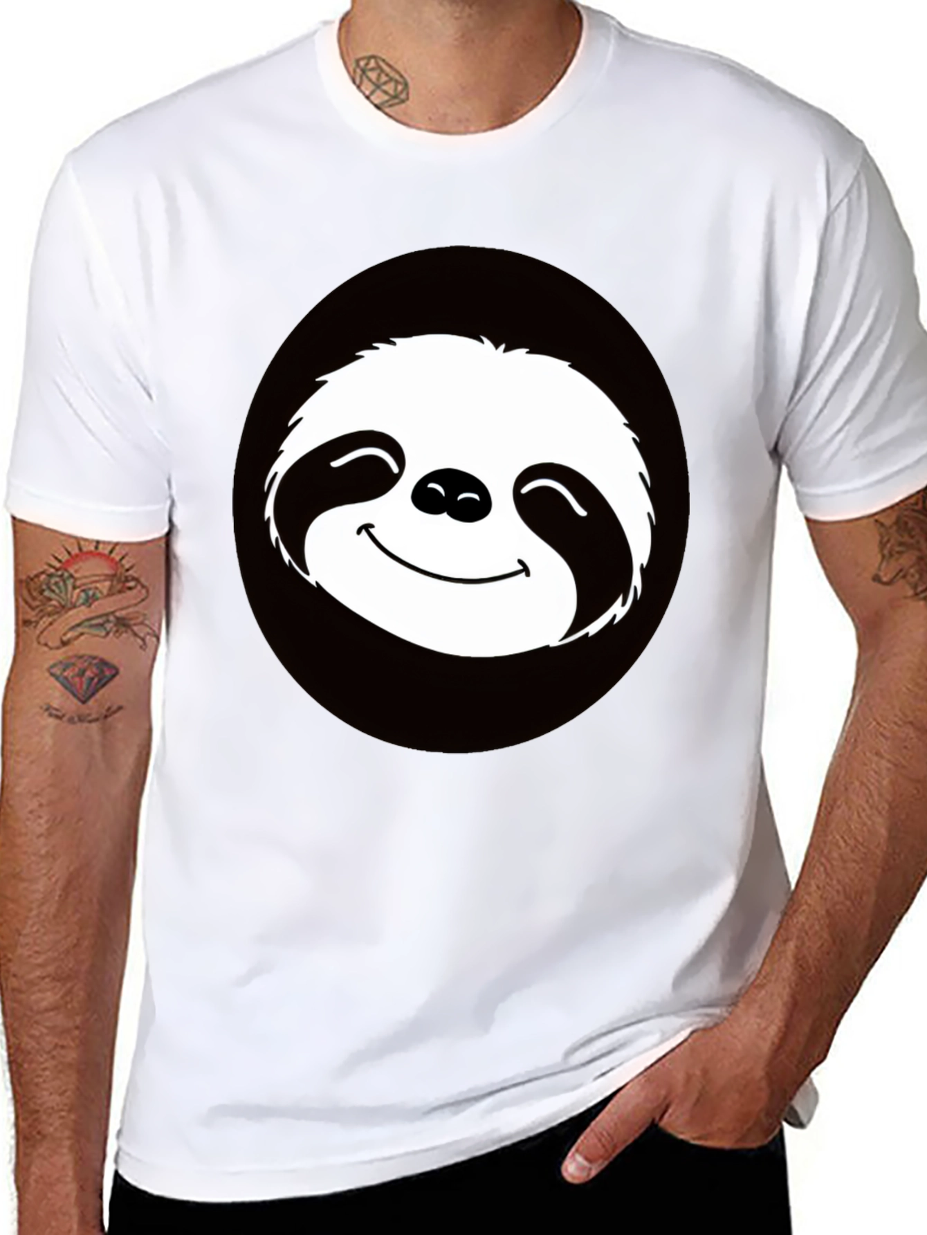 Funny Sloth Graphic Tee - Casual Black T-Shirt
