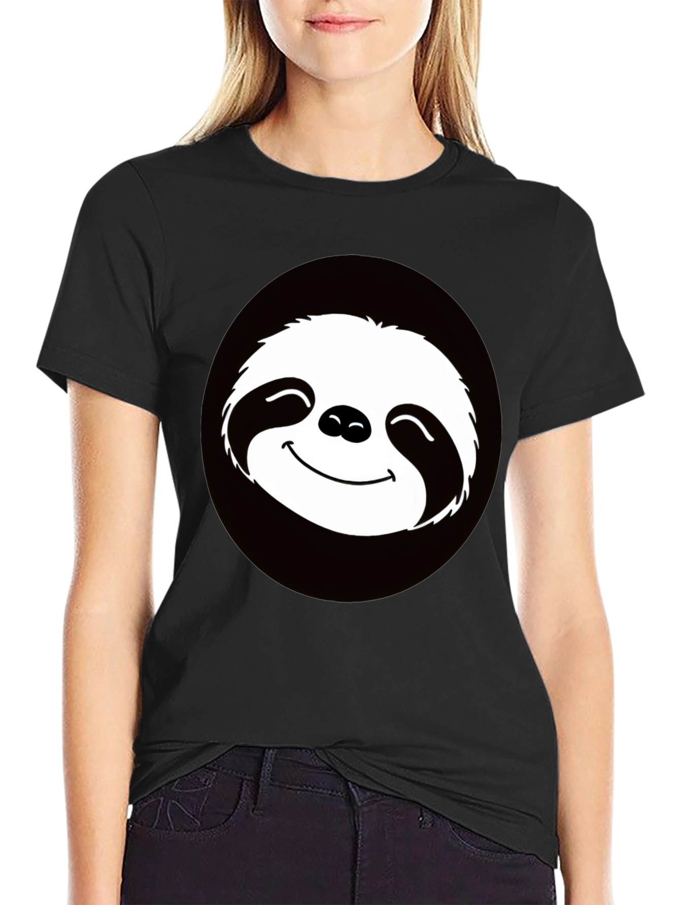 Funny Sloth Graphic Tee - Casual Black T-Shirt