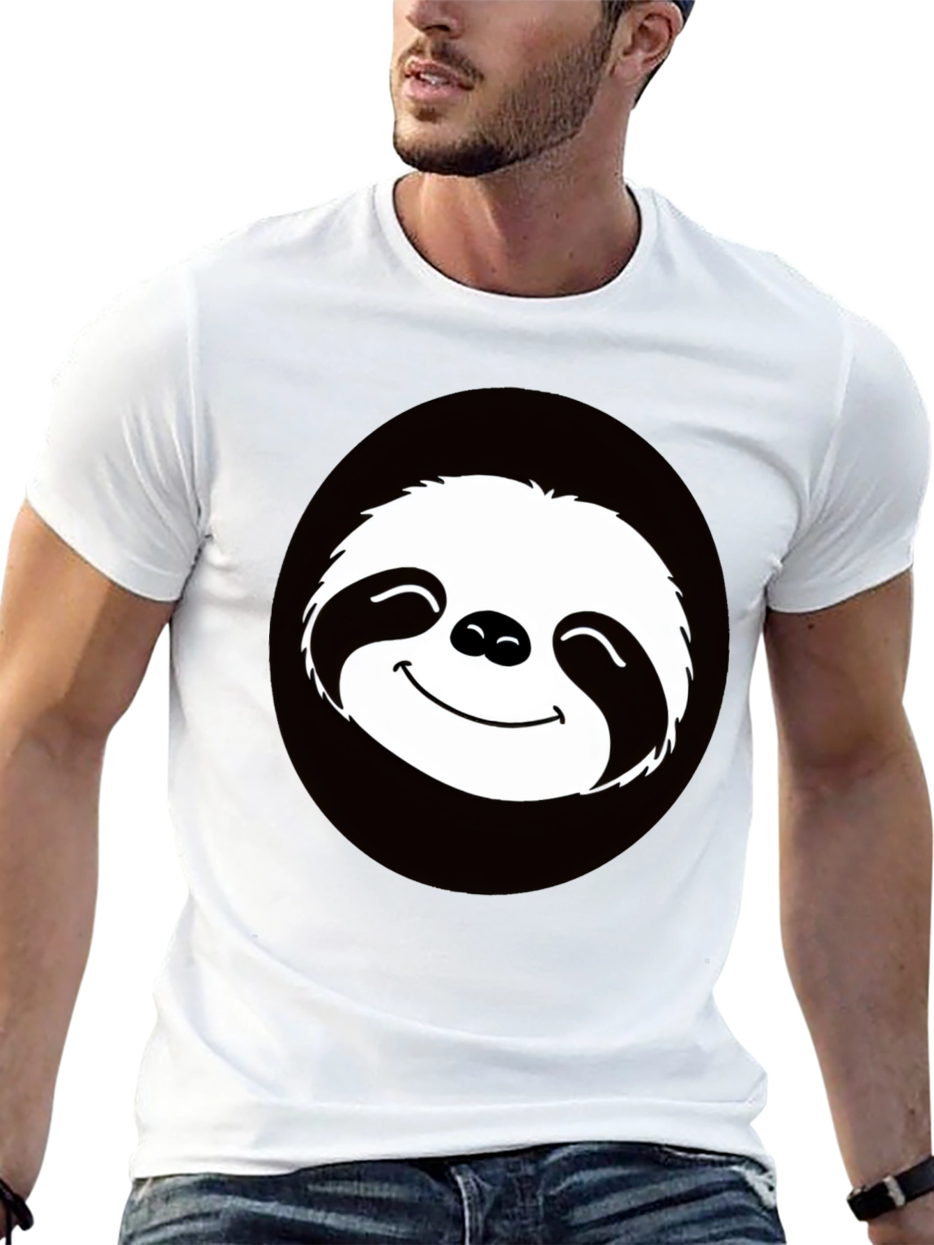 Funny Sloth Graphic Tee - Casual Black T-Shirt