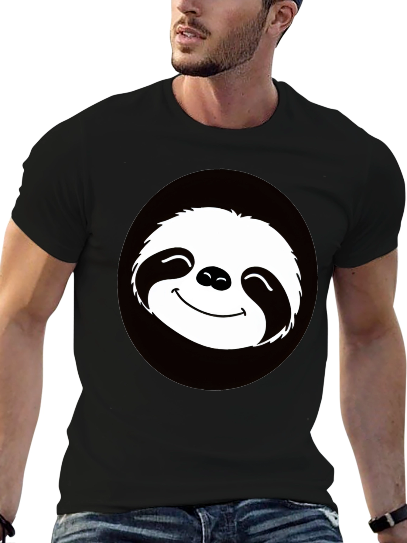 Funny Sloth Graphic Tee - Casual Black T-Shirt