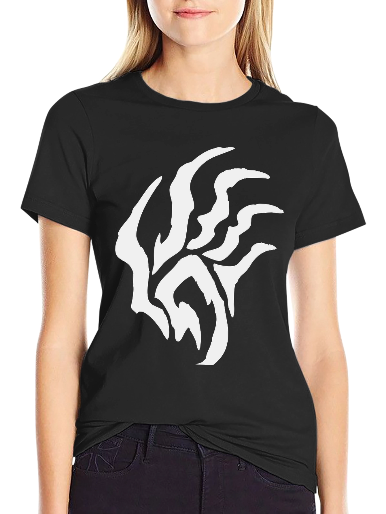Black T-Shirt with Abstract White Design