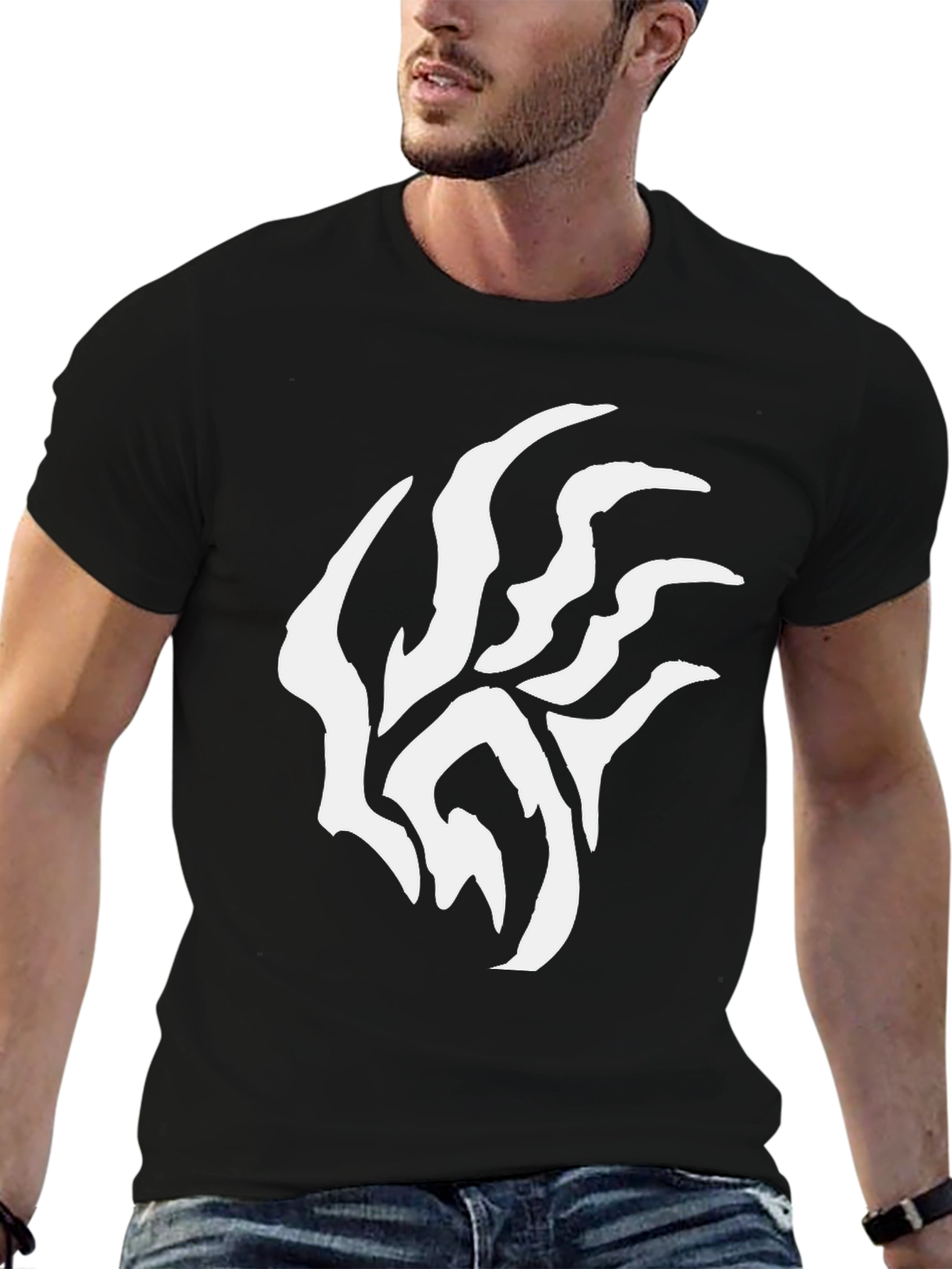 Black T-Shirt with Abstract White Design