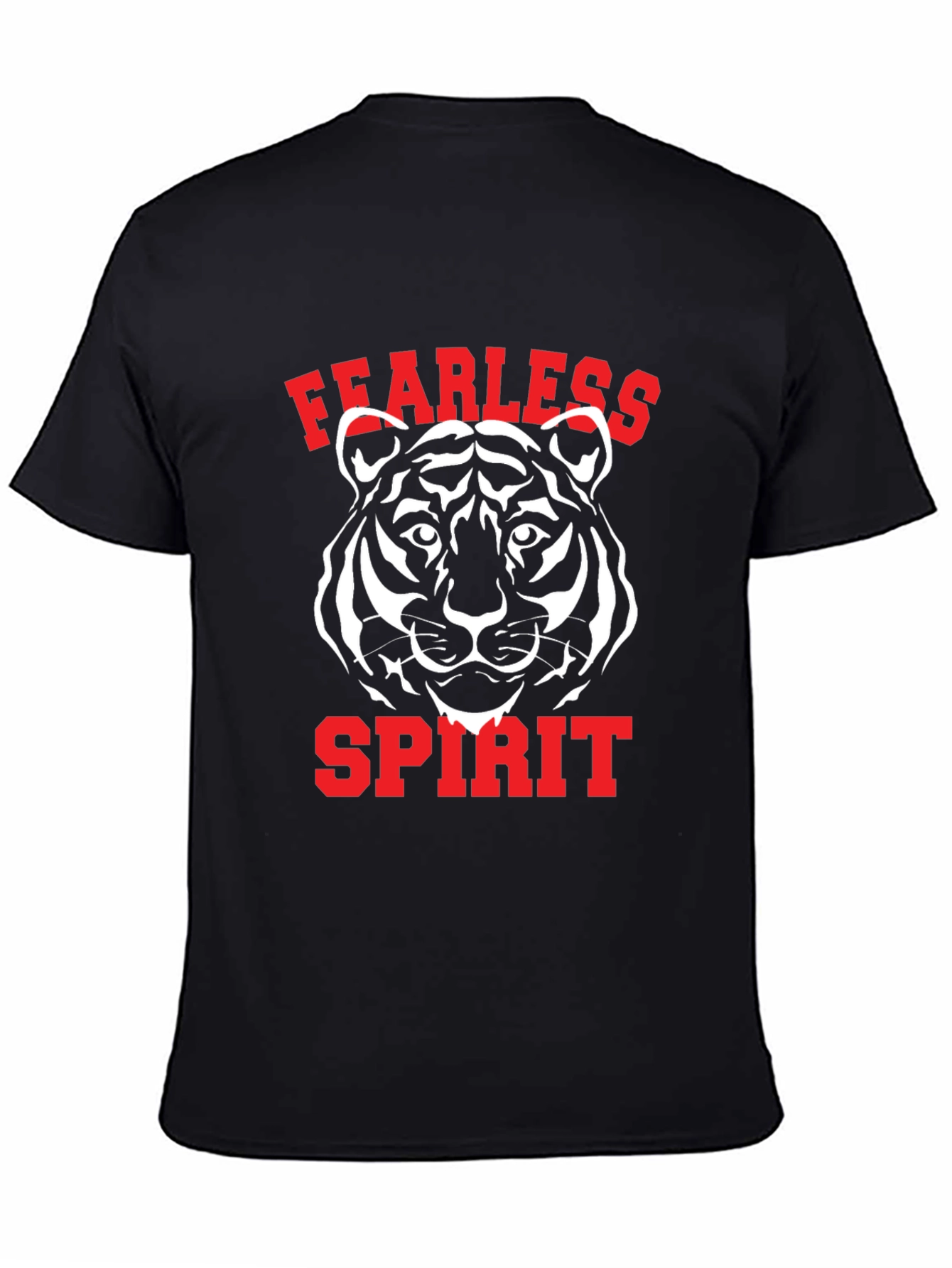 Fearless Spirit Tiger Graphic Tee - Black Cotton T-Shirt