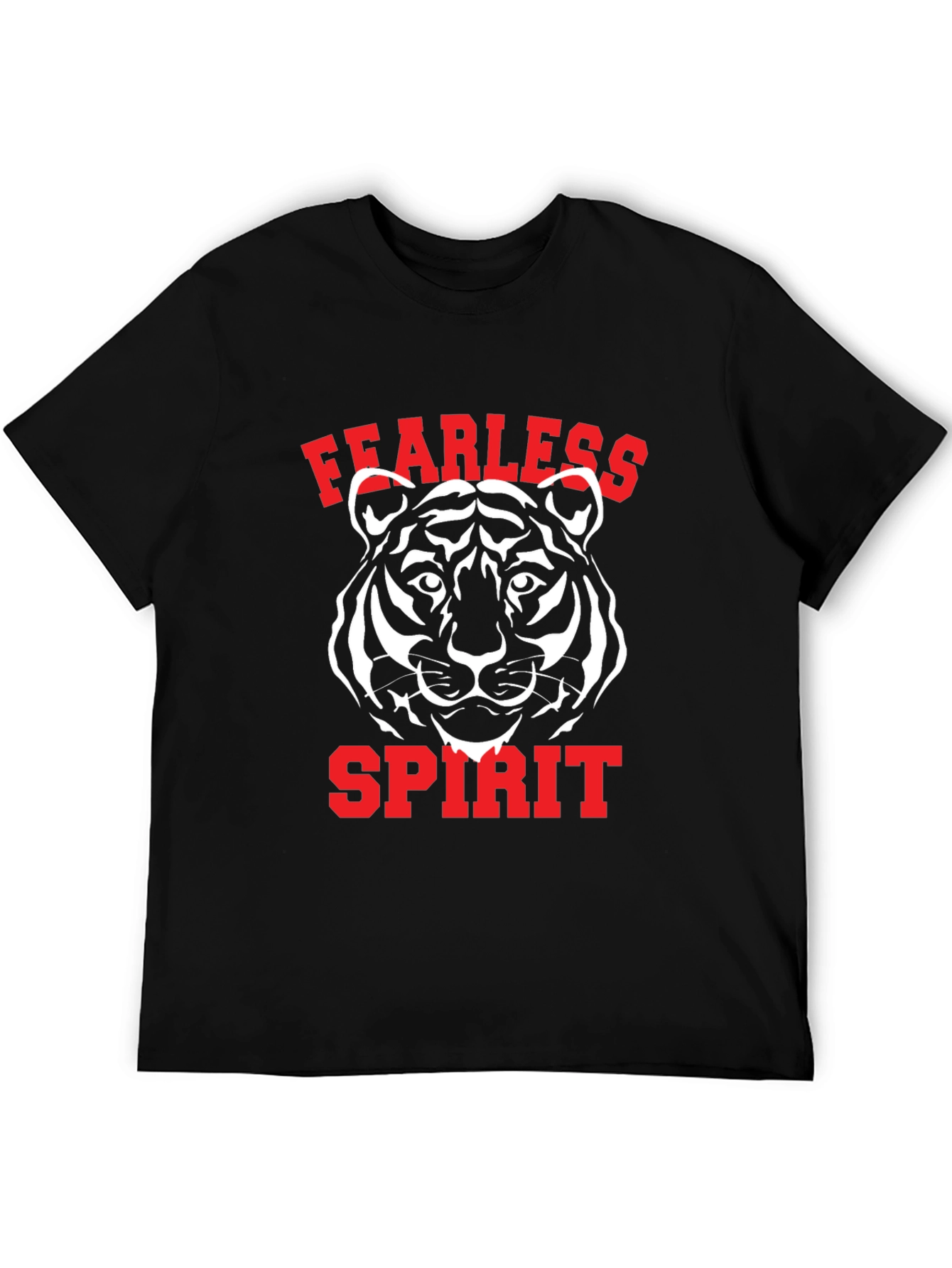 Fearless Spirit Tiger Graphic Tee - Black Cotton T-Shirt