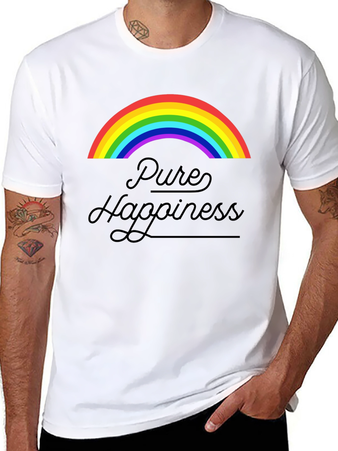 Pure Happiness Rainbow Graphic Tee - Black