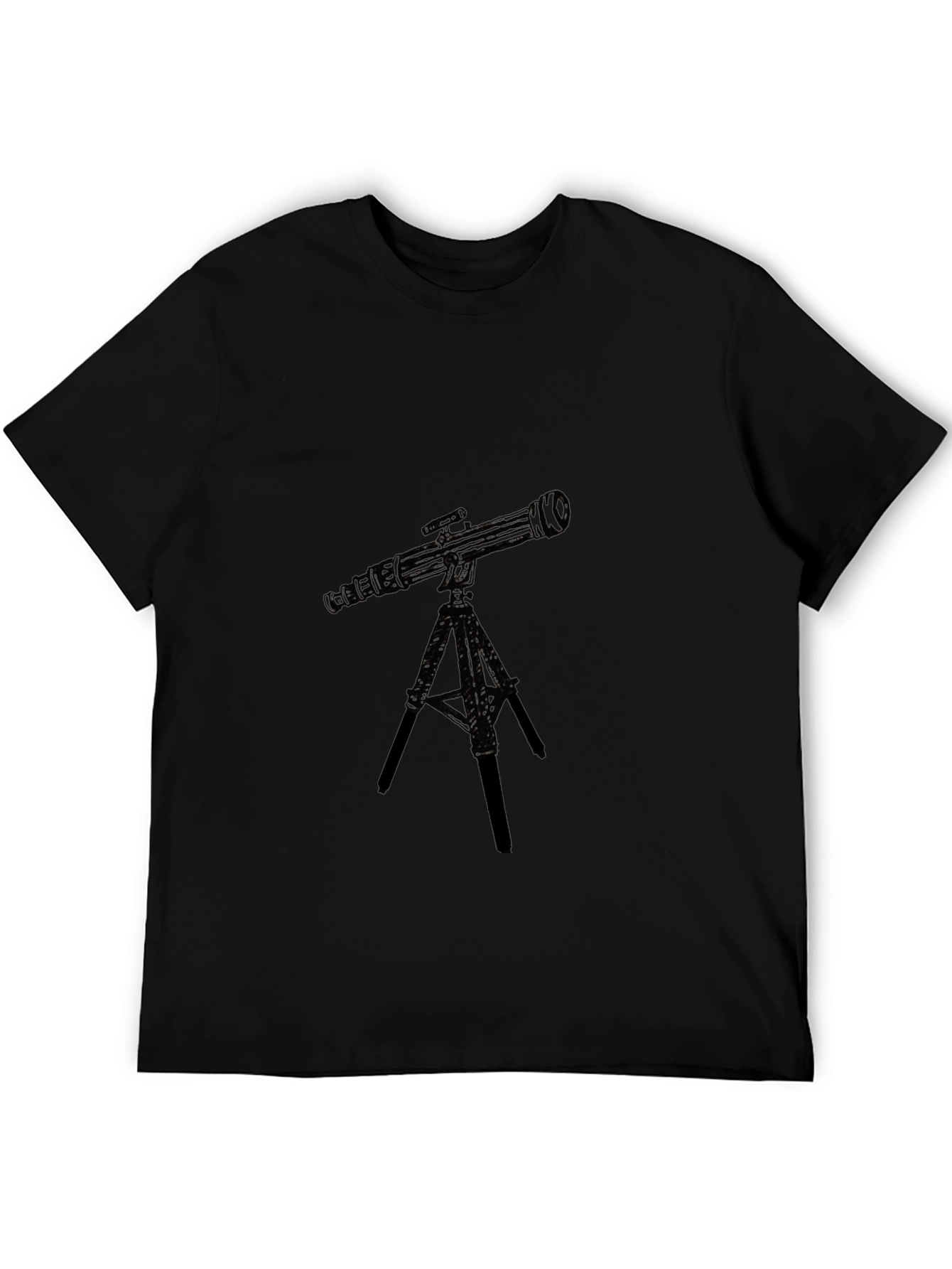Telescope Graphic Black T-Shirt - Astronomy Lover Tee