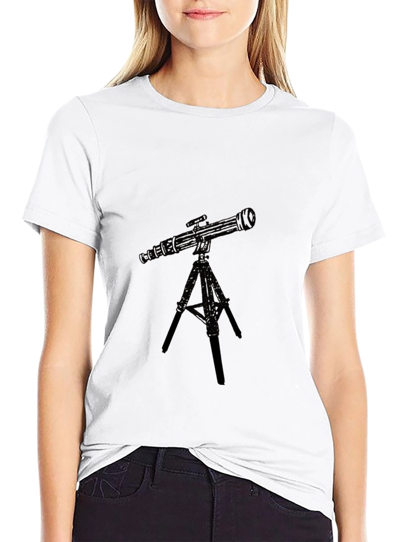 Telescope Graphic Black T-Shirt - Astronomy Lover Tee