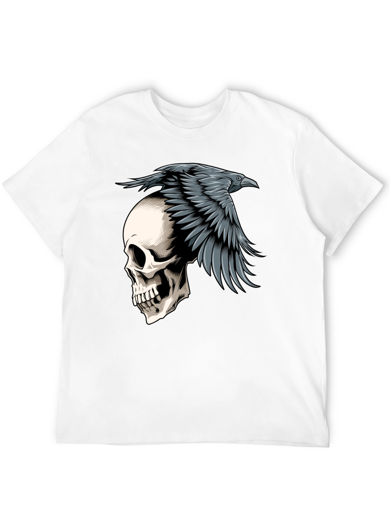 Raven Skull Graphic Tee - Mens Black T-Shirt
