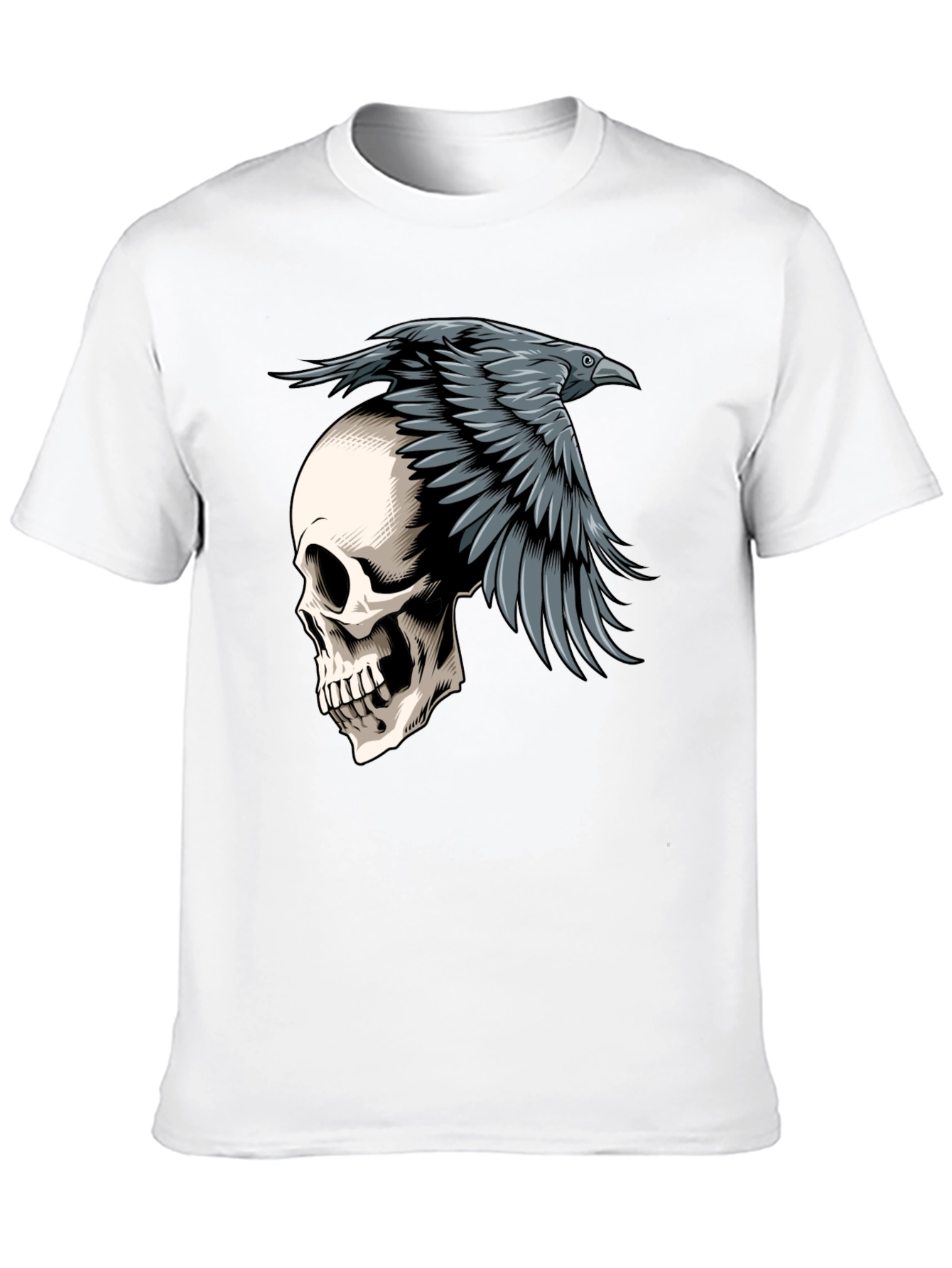 Raven Skull Graphic Tee - Mens Black T-Shirt