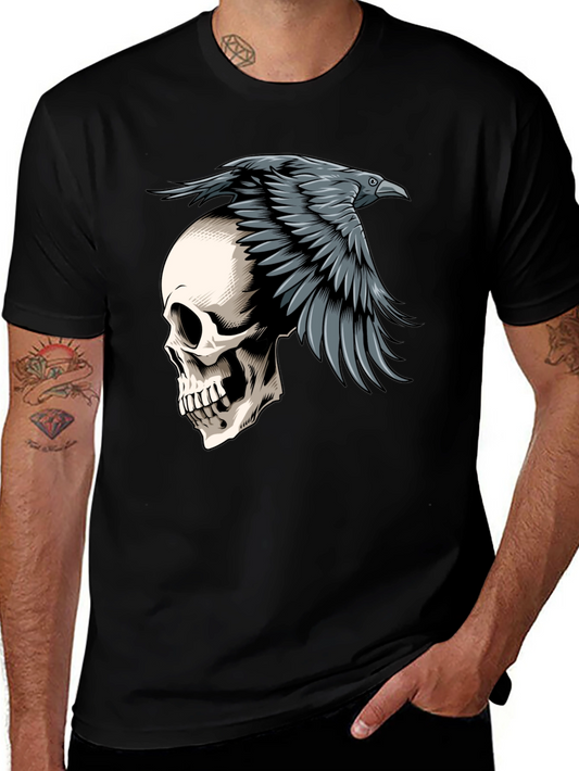 Raven Skull Graphic Tee - Mens Black T-Shirt