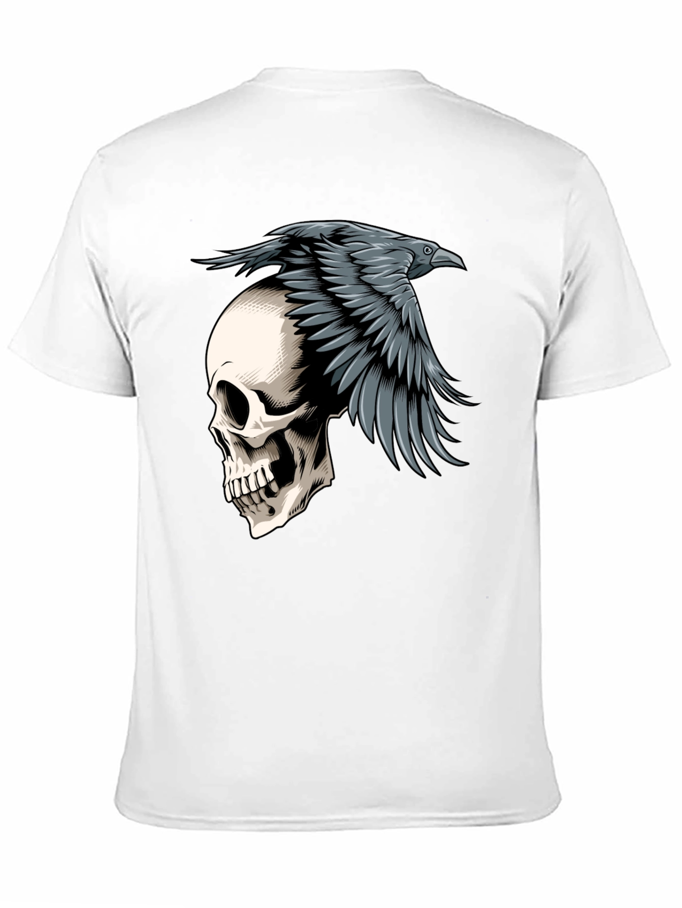 Raven Skull Graphic Tee - Mens Black T-Shirt