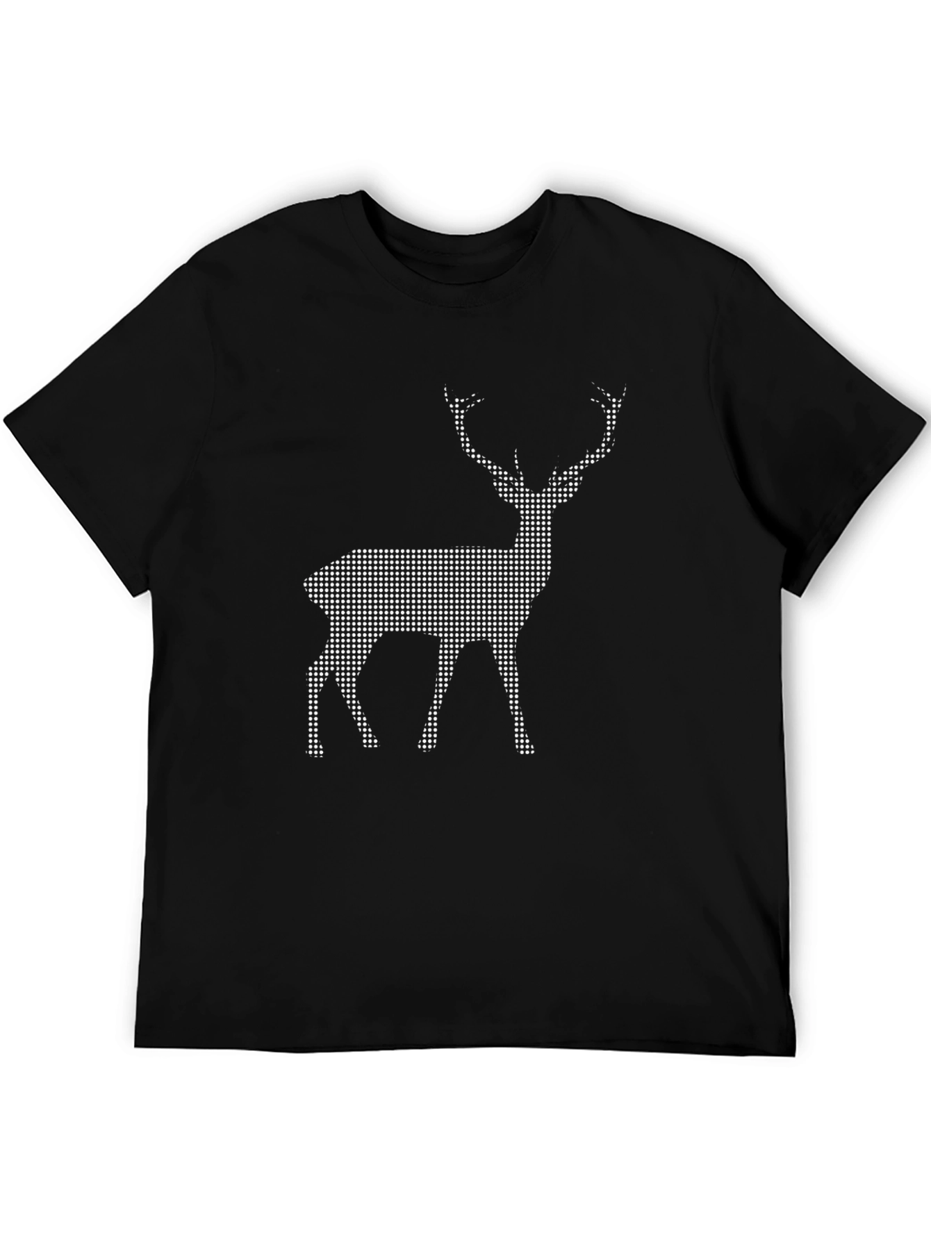 Black T-Shirt with Pixel Deer Design