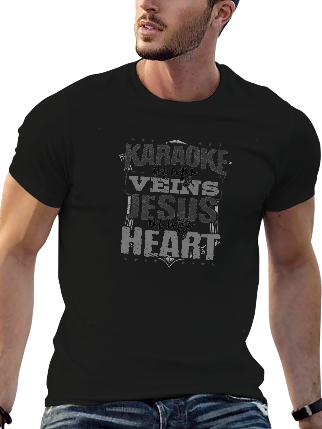 Karaoke & Jesus Black T-Shirt