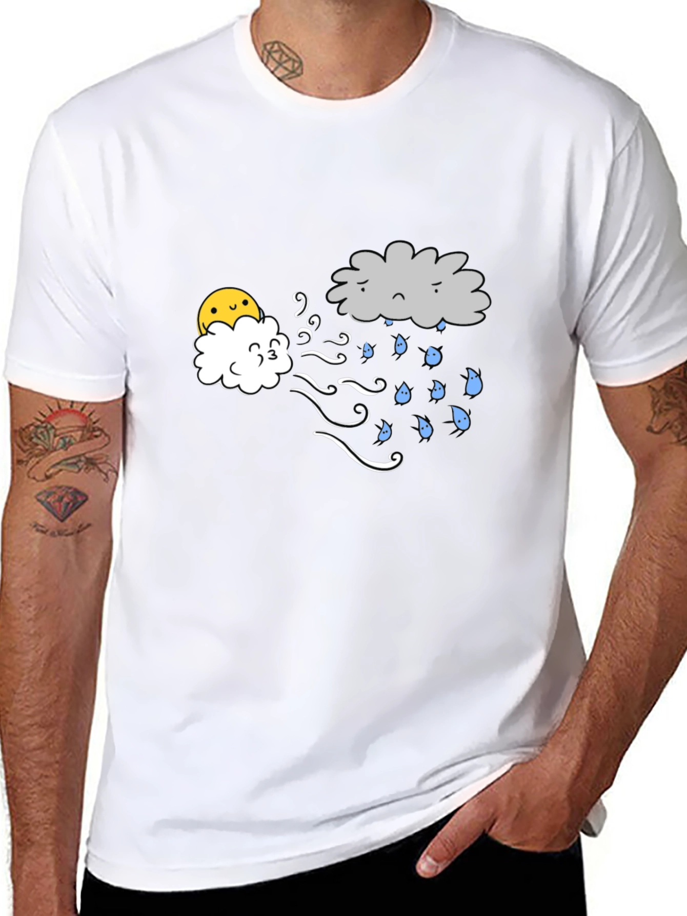 Funny Weather Cloud Graphic Tee - Black