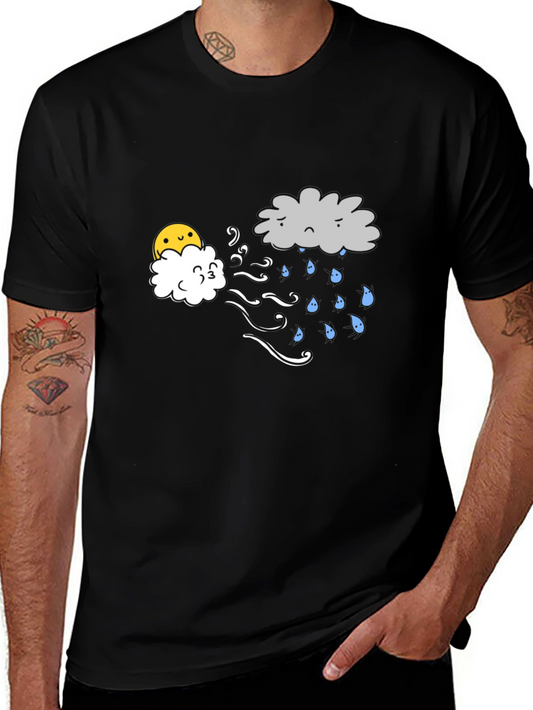 Funny Weather Cloud Graphic Tee - Black