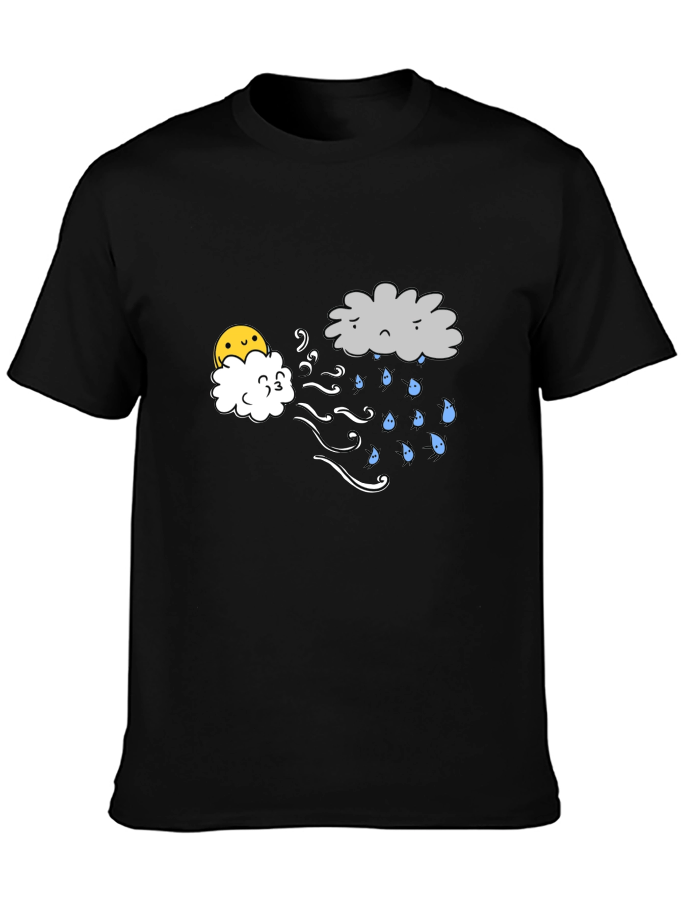 Funny Weather Cloud Graphic Tee - Black