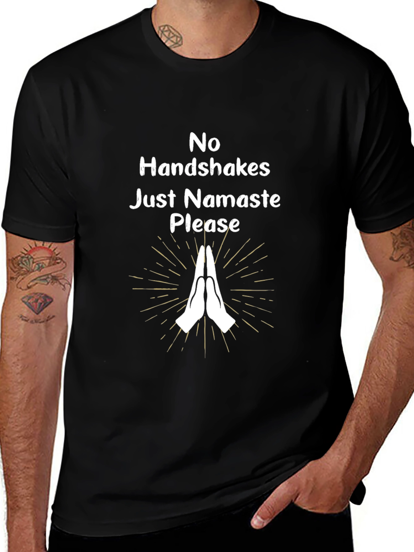 No Handshakes Just Namaste Please Black T-Shirt