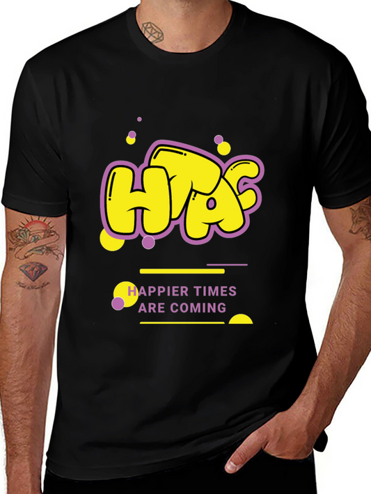Happier Times Graphic Tee - Trendy Black T-Shirt
