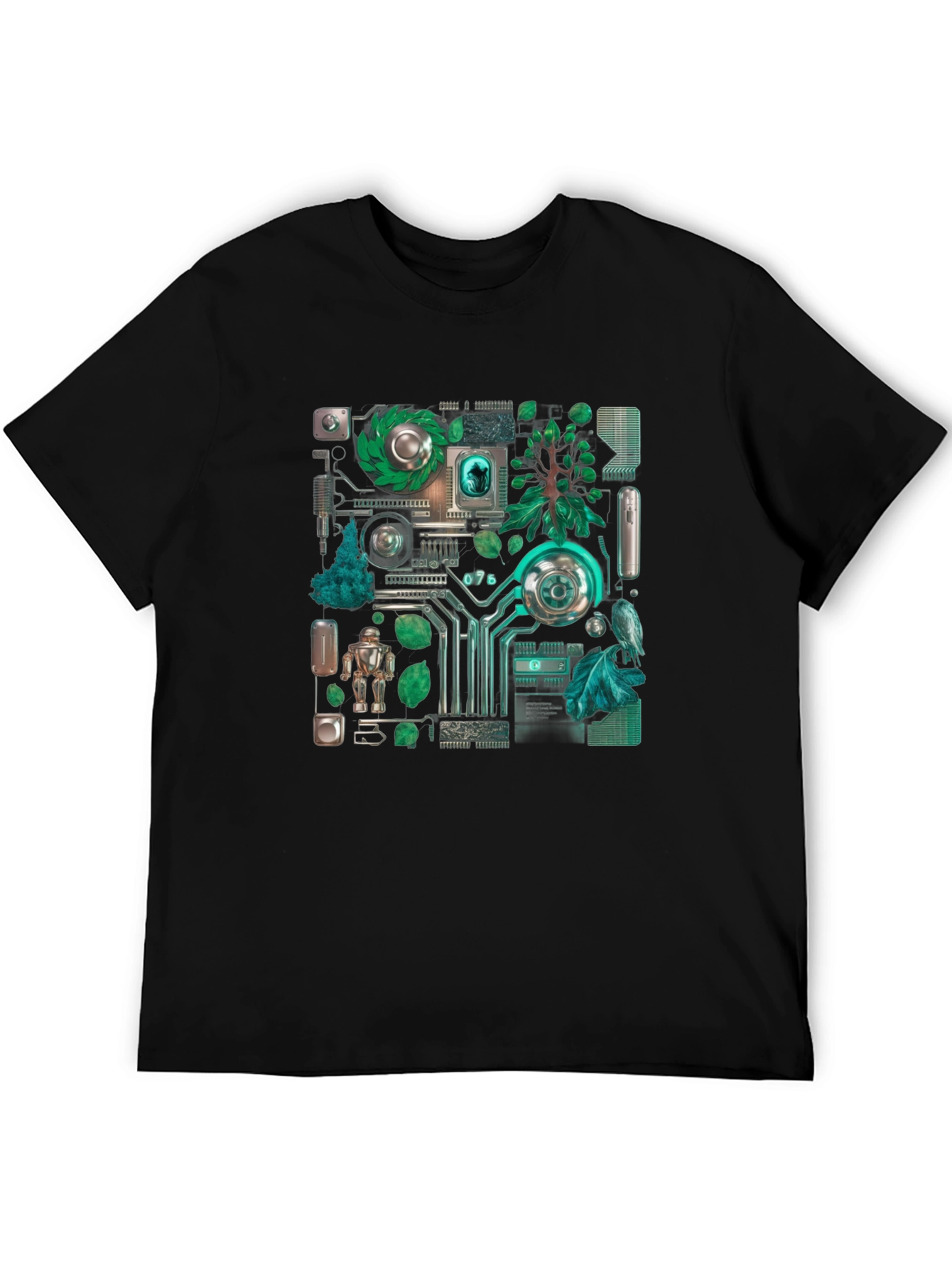 Eco-Tech Fusion Graphic Tee - Black Cotton Blend