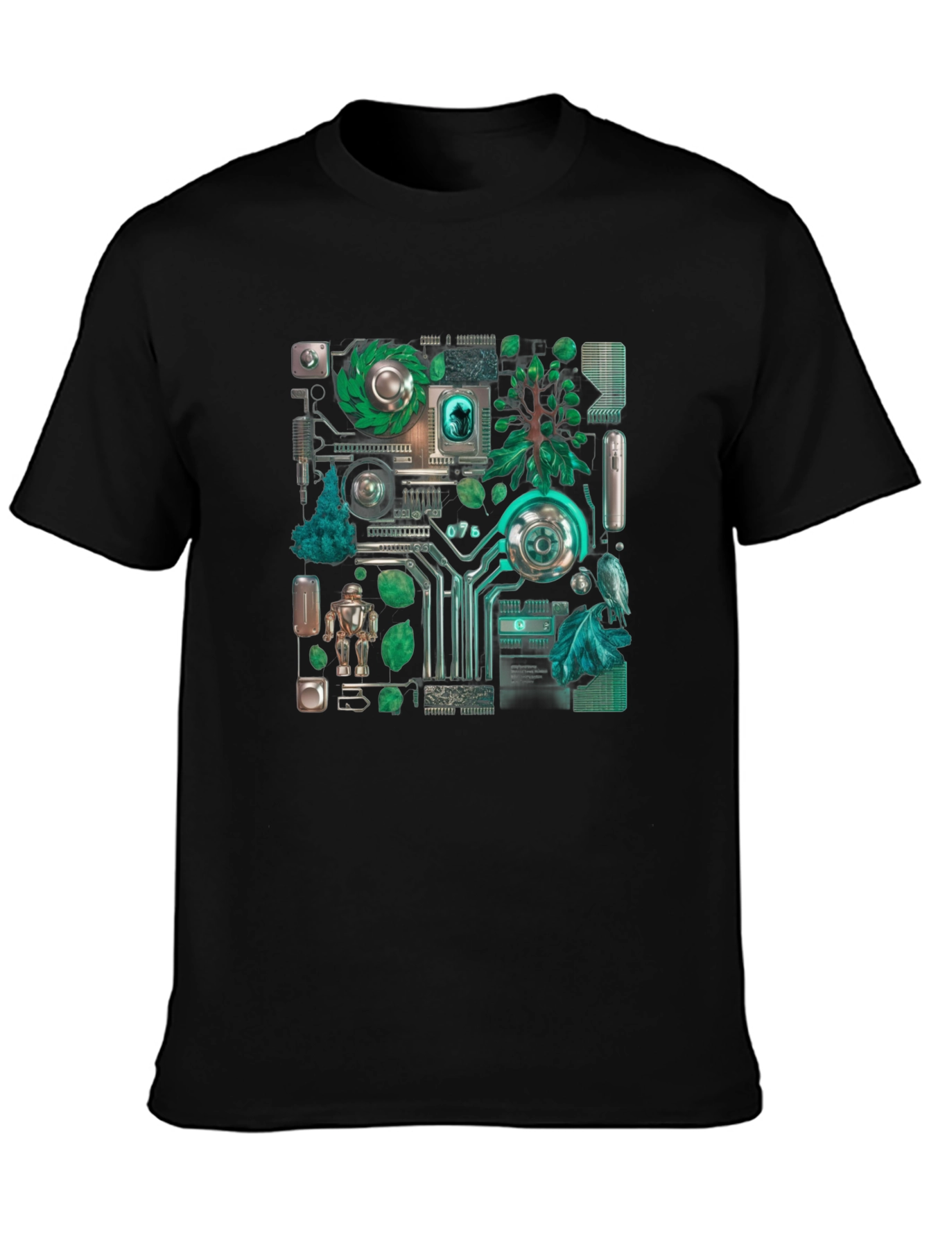 Eco-Tech Fusion Graphic Tee - Black Cotton Blend