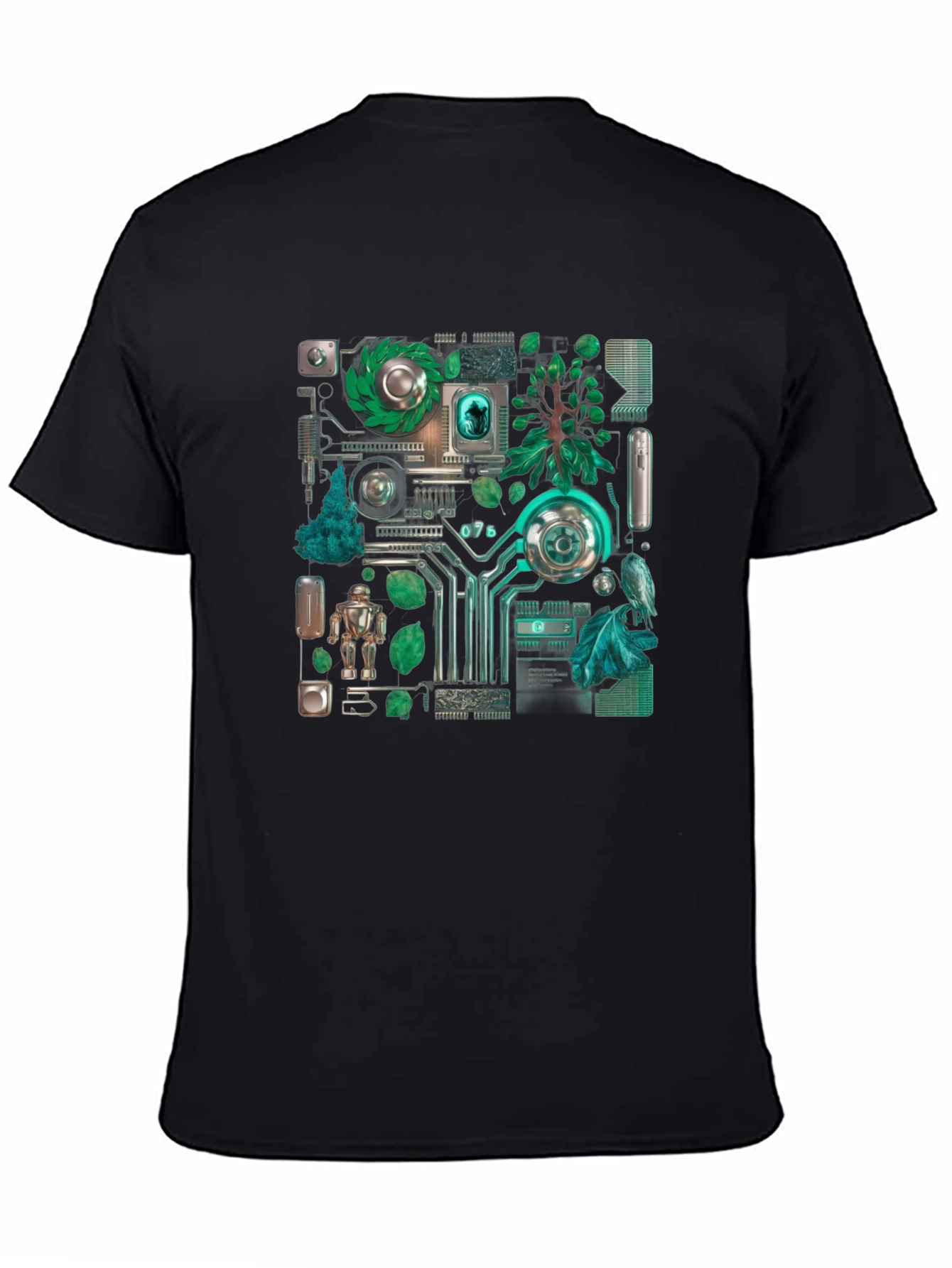 Eco-Tech Fusion Graphic Tee - Black Cotton Blend