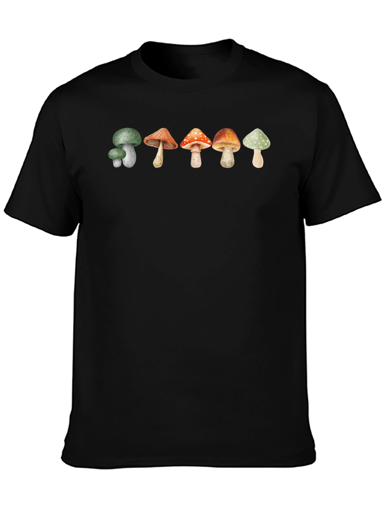 Mushroom Print T-Shirt - Black