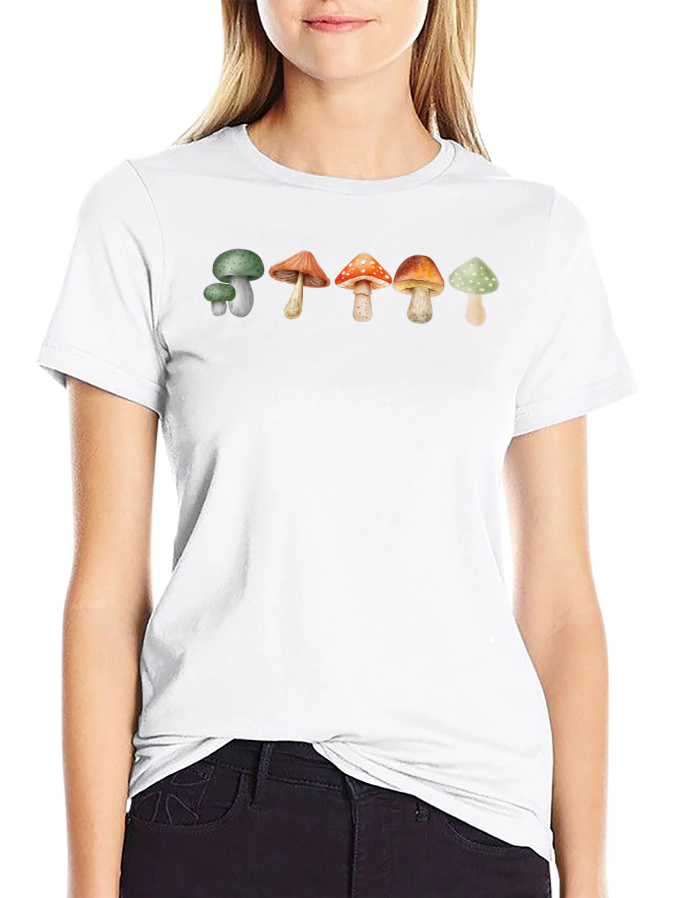 Mushroom Print T-Shirt - Black