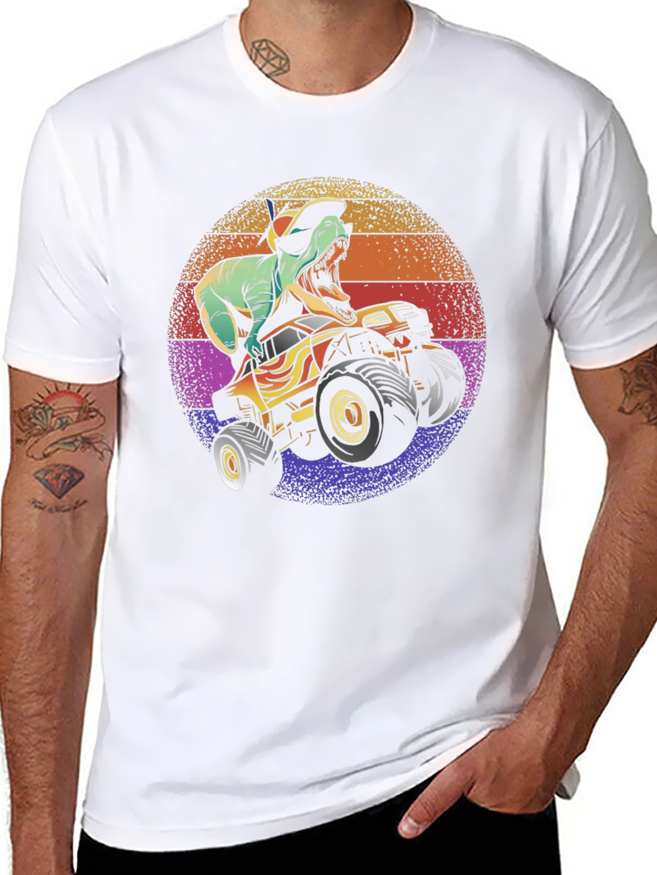 Dino Monster Truck Graphic Tee - Black