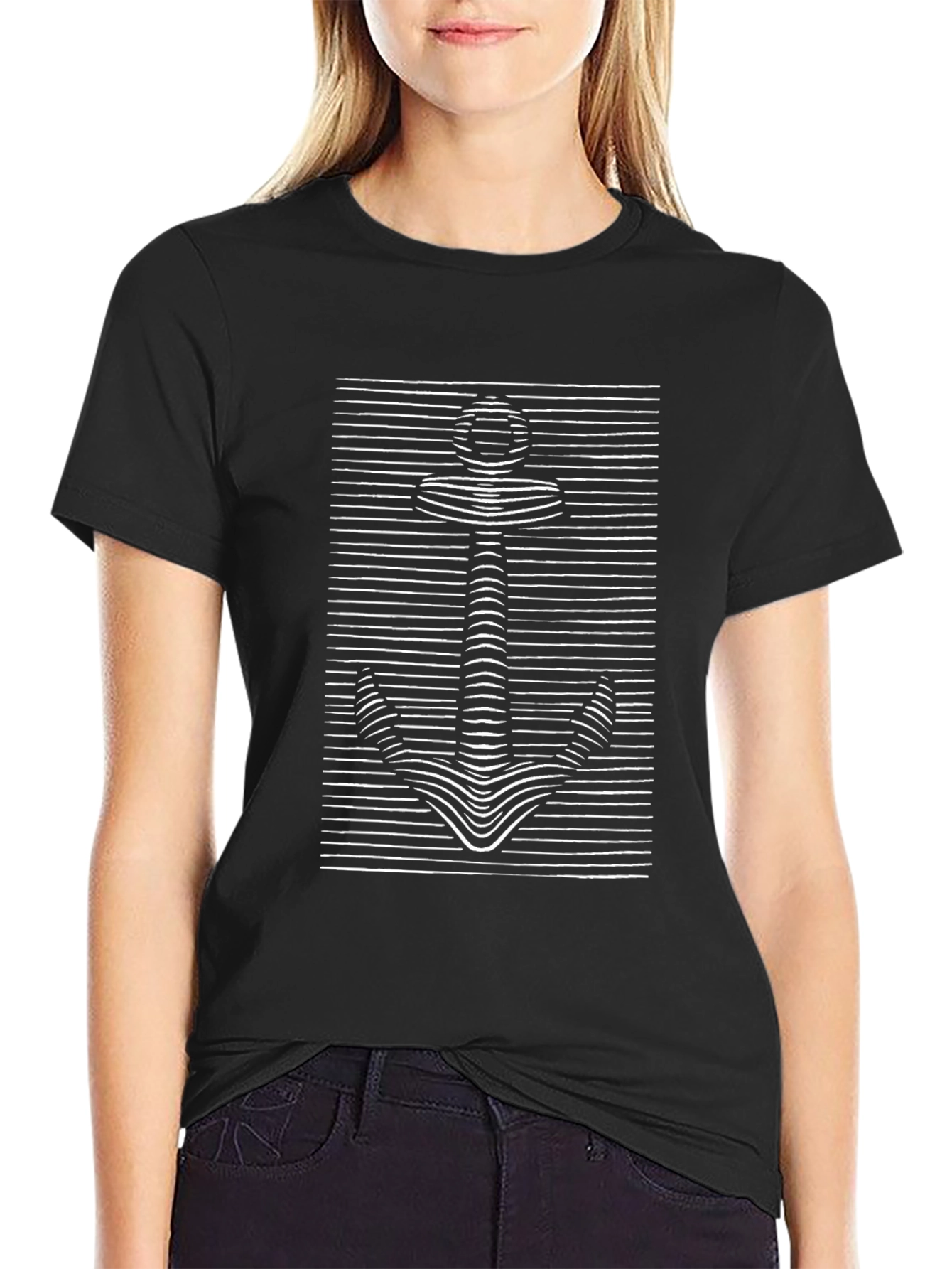 Optical Illusion Anchor Graphic T-Shirt