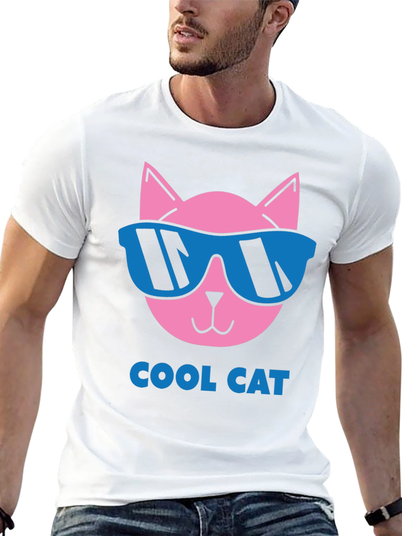 Cool Cat Graphic Tee - Black Cotton T-Shirt
