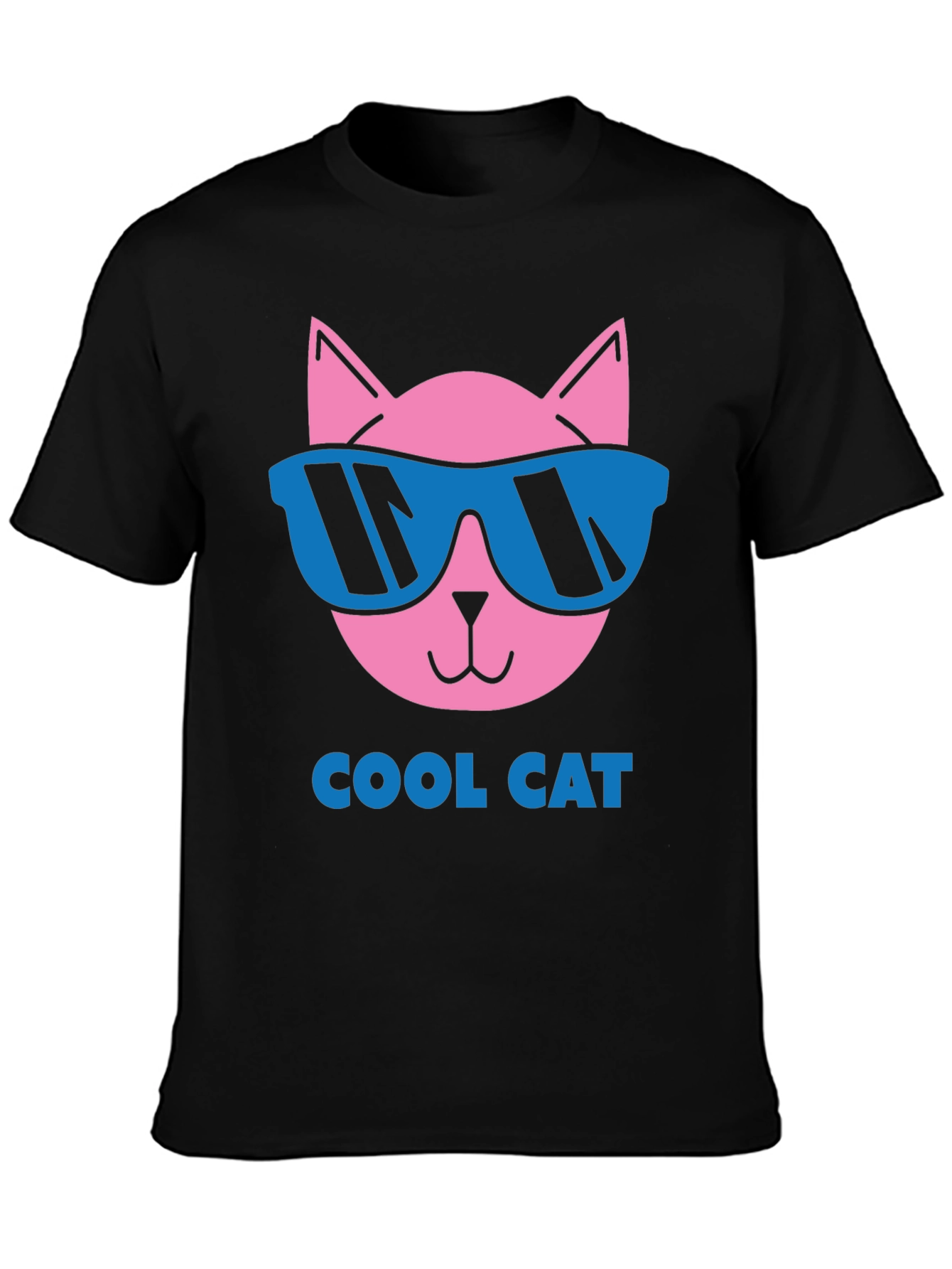 Cool Cat Graphic Tee - Black Cotton T-Shirt