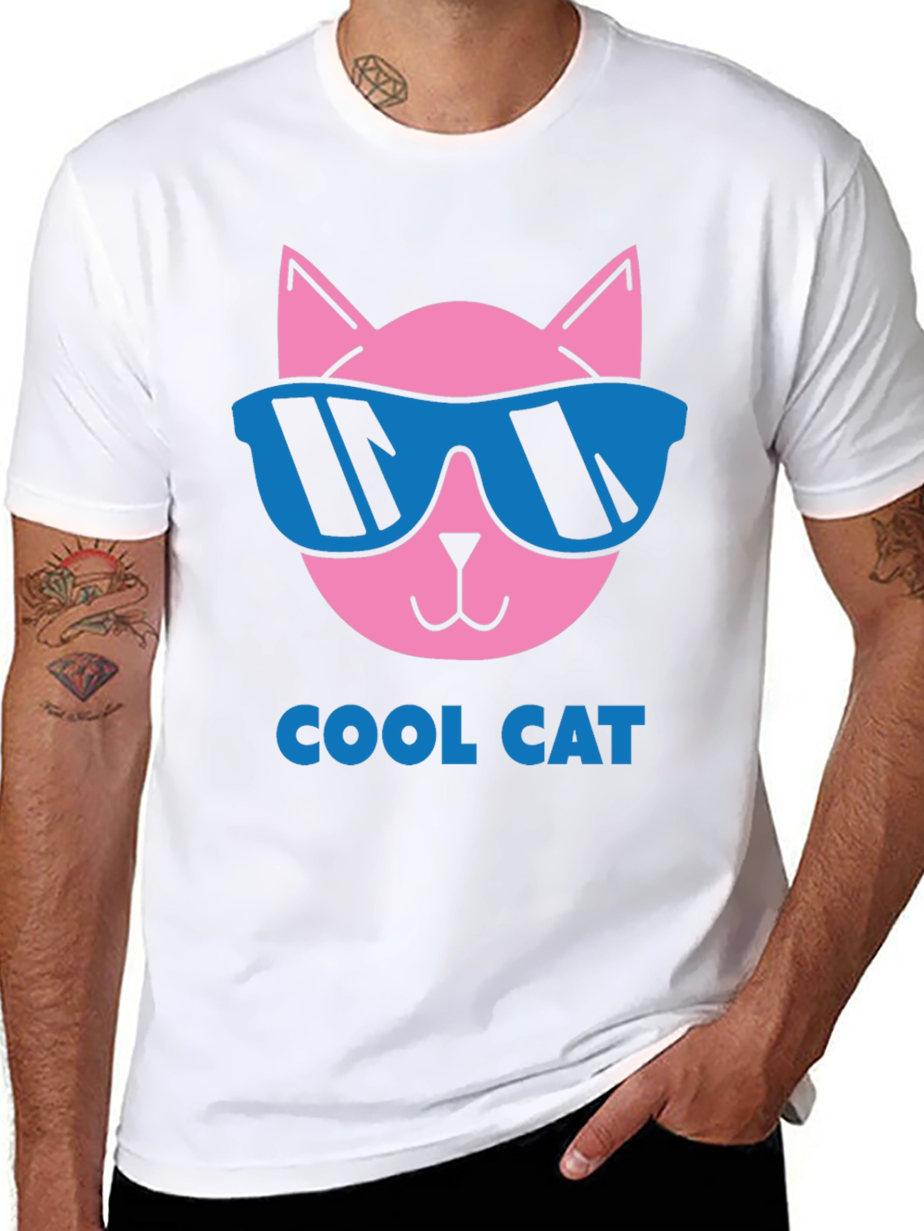 Cool Cat Graphic Tee - Black Cotton T-Shirt
