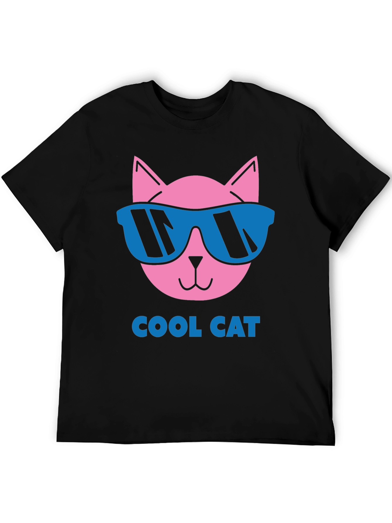 Cool Cat Graphic Tee - Black Cotton T-Shirt